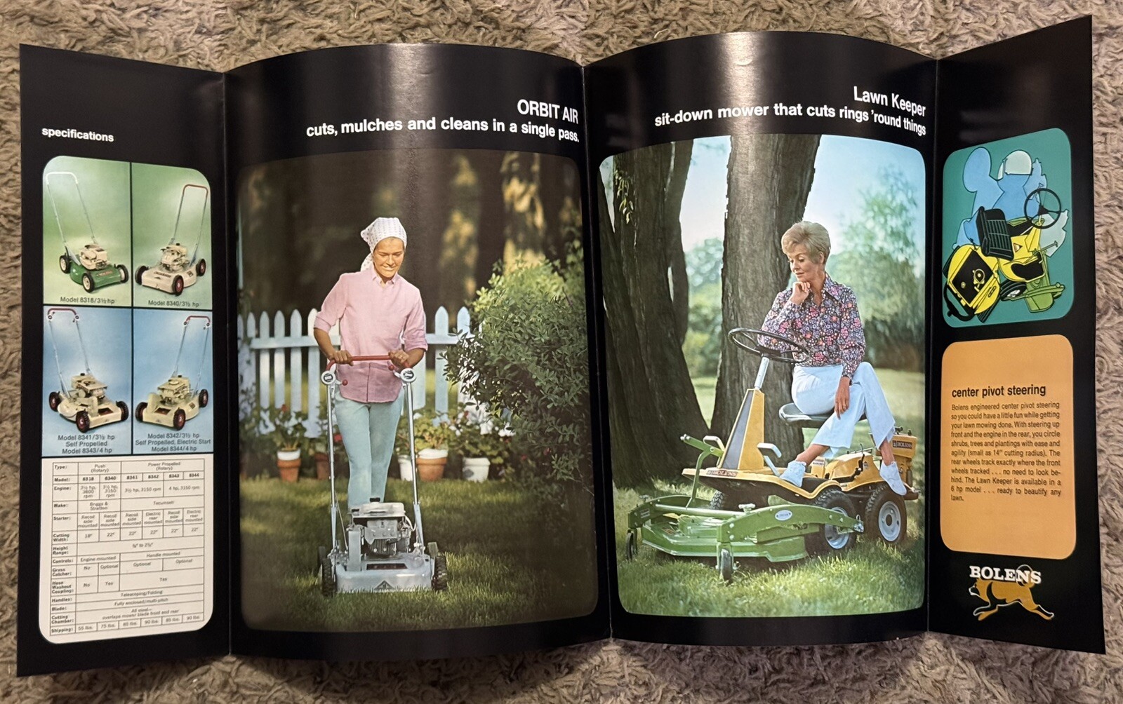 2 Vintage Bolens Husky Big Tractor Original Brochures 1970’s Mowers Tillers