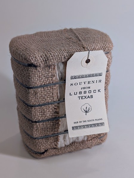Miniature souvenir cotton bale from lubbock texas