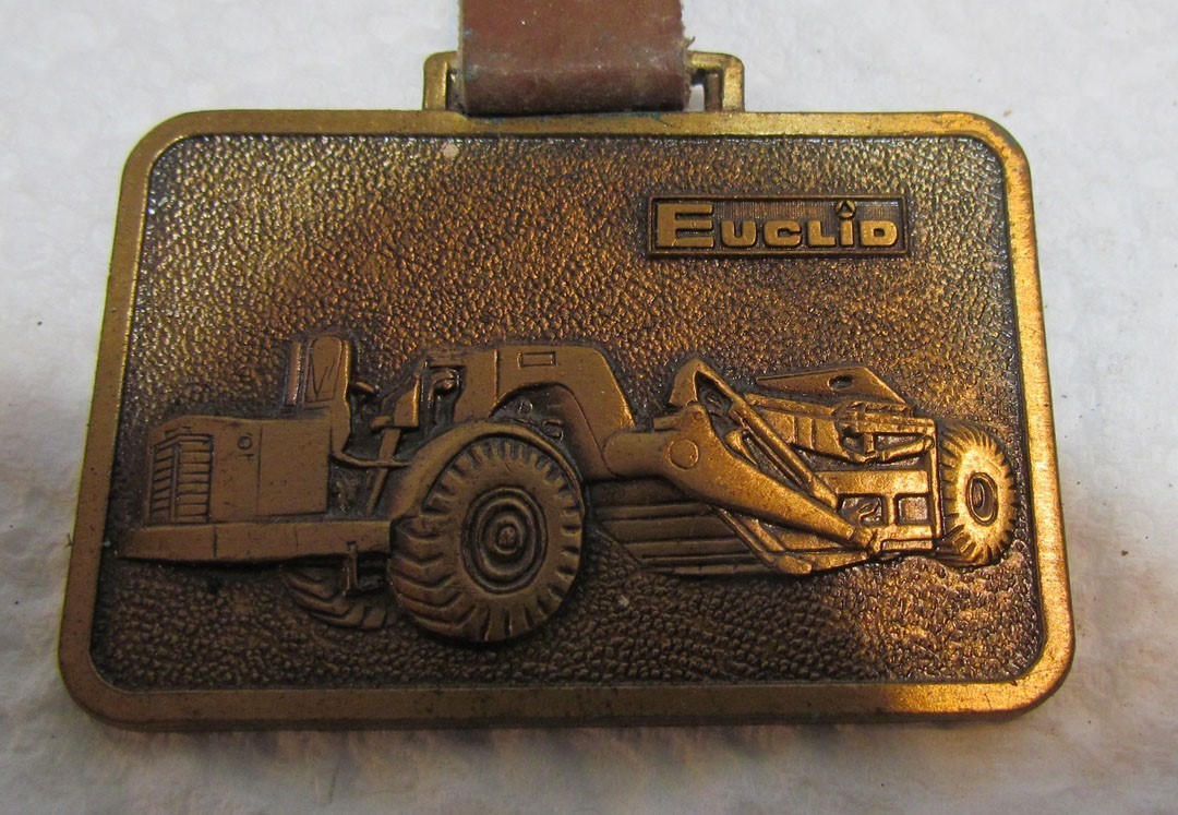 EUCLID CONSTRUCTION EQUIPMENT METAL WATCH FOB VINTAGE ADVERTISING DUMP TRUCK