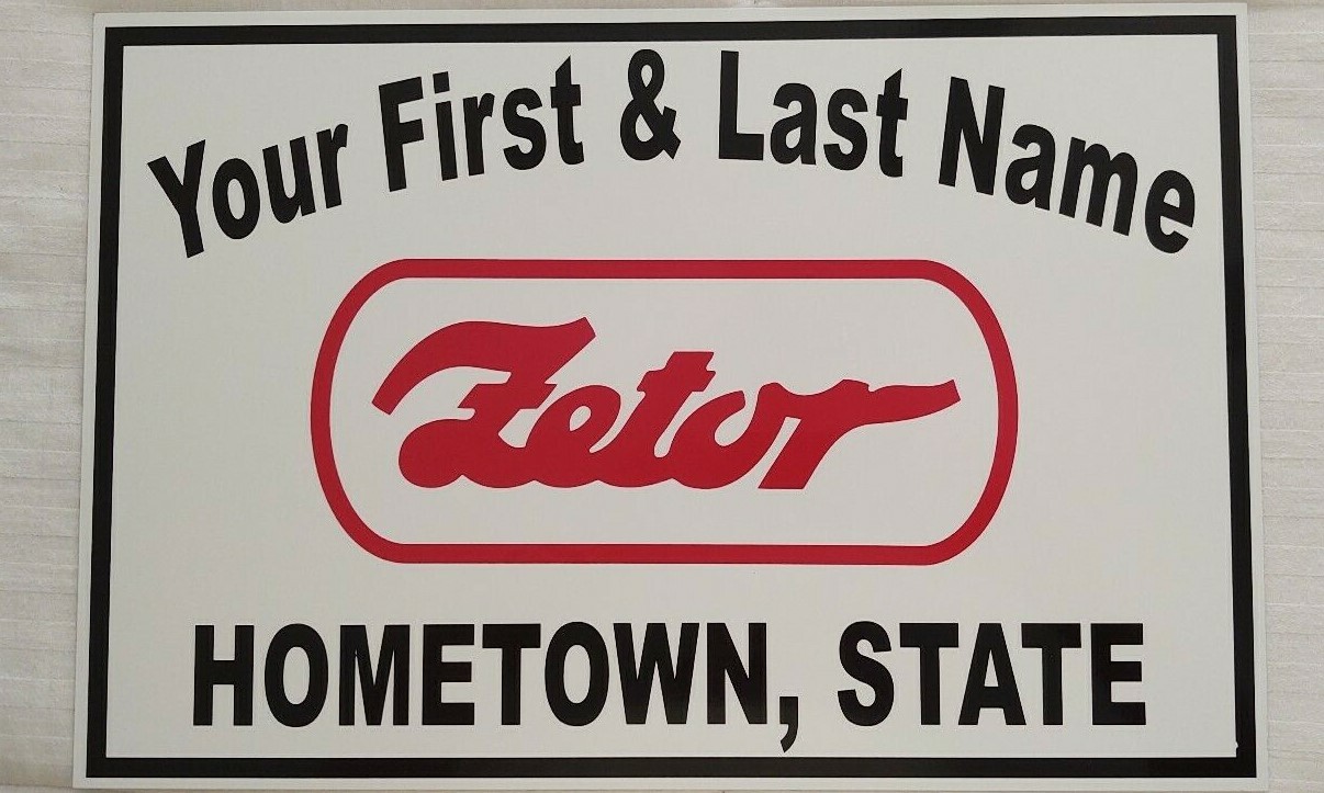 PERSONALIZED ZETOR TRACTOR ALUMINUM NAME SIGN