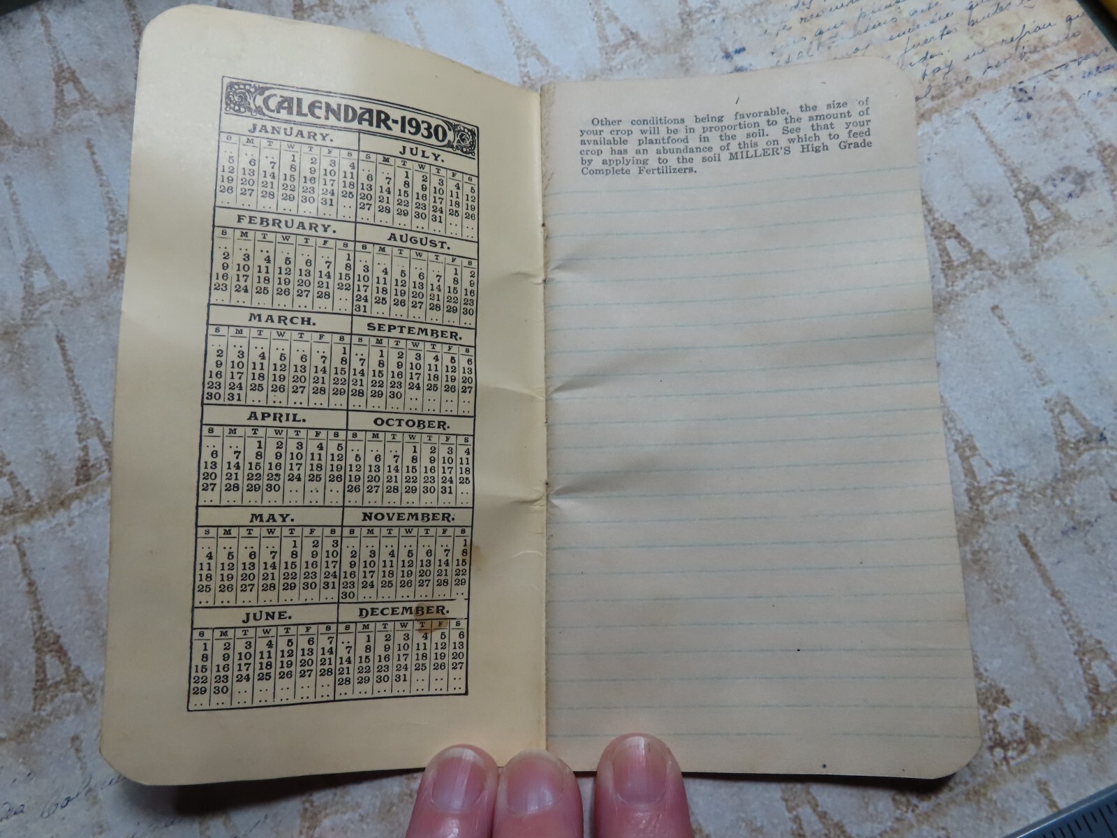 Vintage 1930/31 Advertising Notebook*MILLER&rsquo;S HIGH GRADE FERTILIZER*Baltimore MD