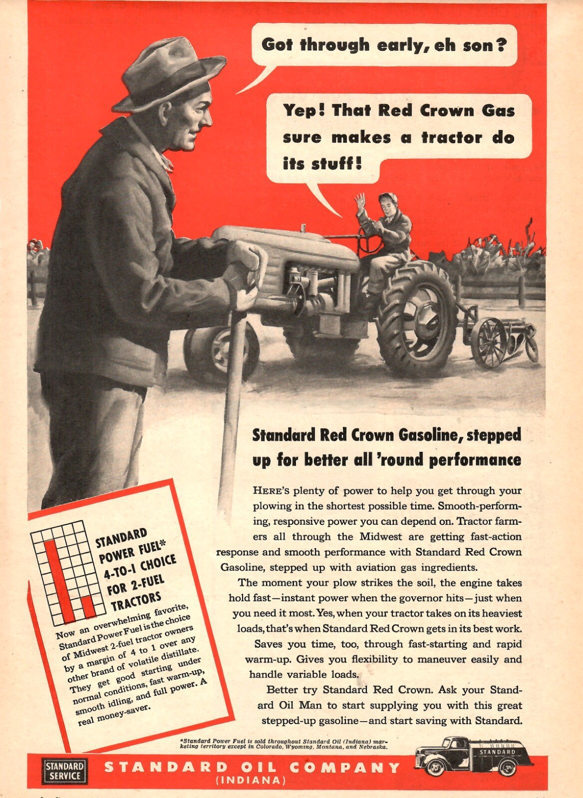 VINTAGE 1946 STANDARD OIL COMPANY FARMING TRACTOR PRINT AD