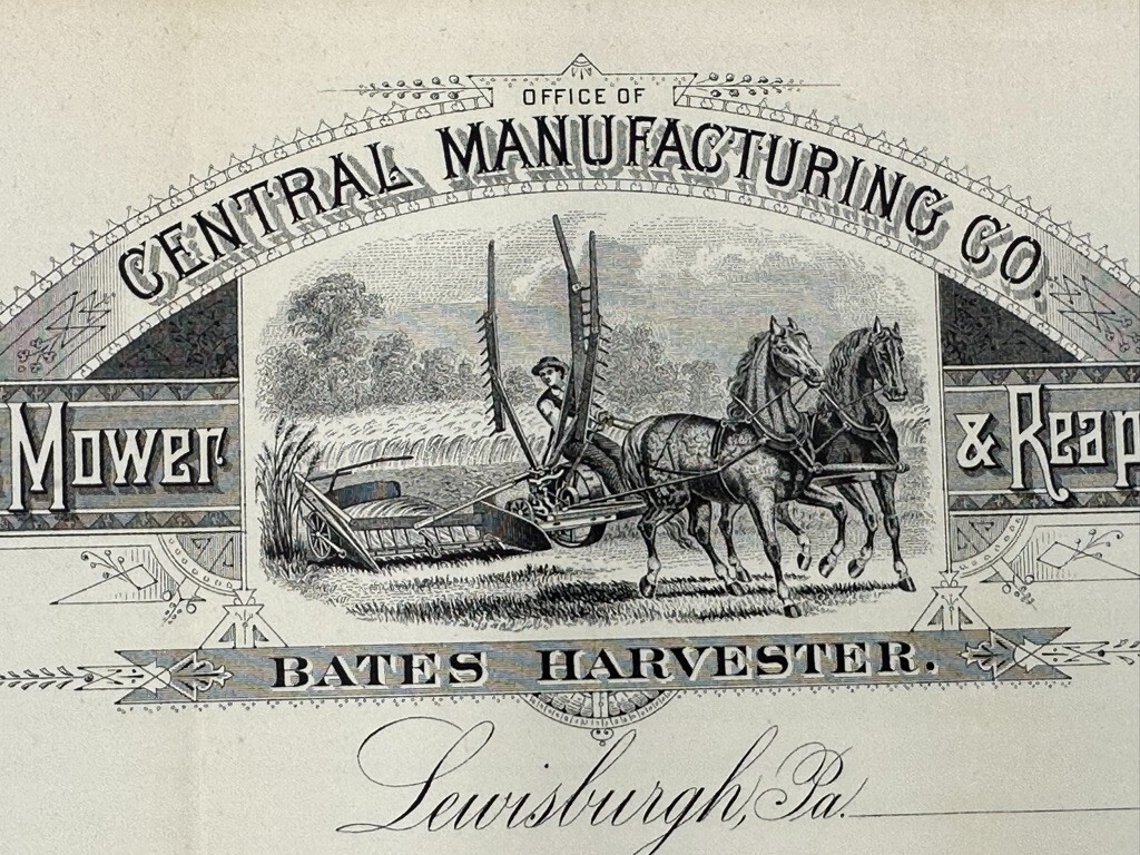 1880 BUCKEYE MOWER Bates Harvester Antique FARM Advertising Letter LEWISBURGH PA