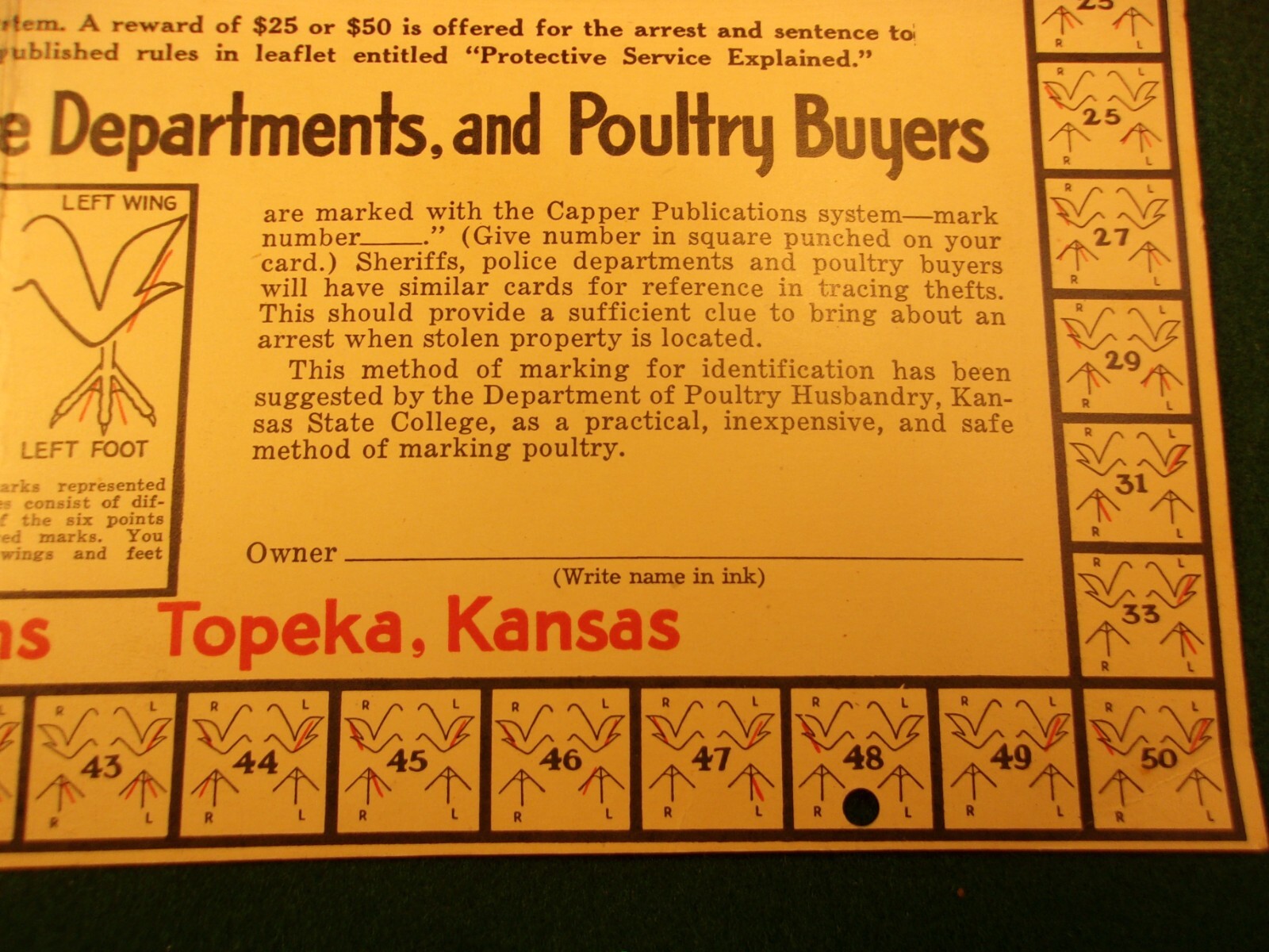 RARE OLD VTG ANTIQUE 1933 PLACARD: THIEVES BEWARE, REWARD (FOR POULTRY THEFT)