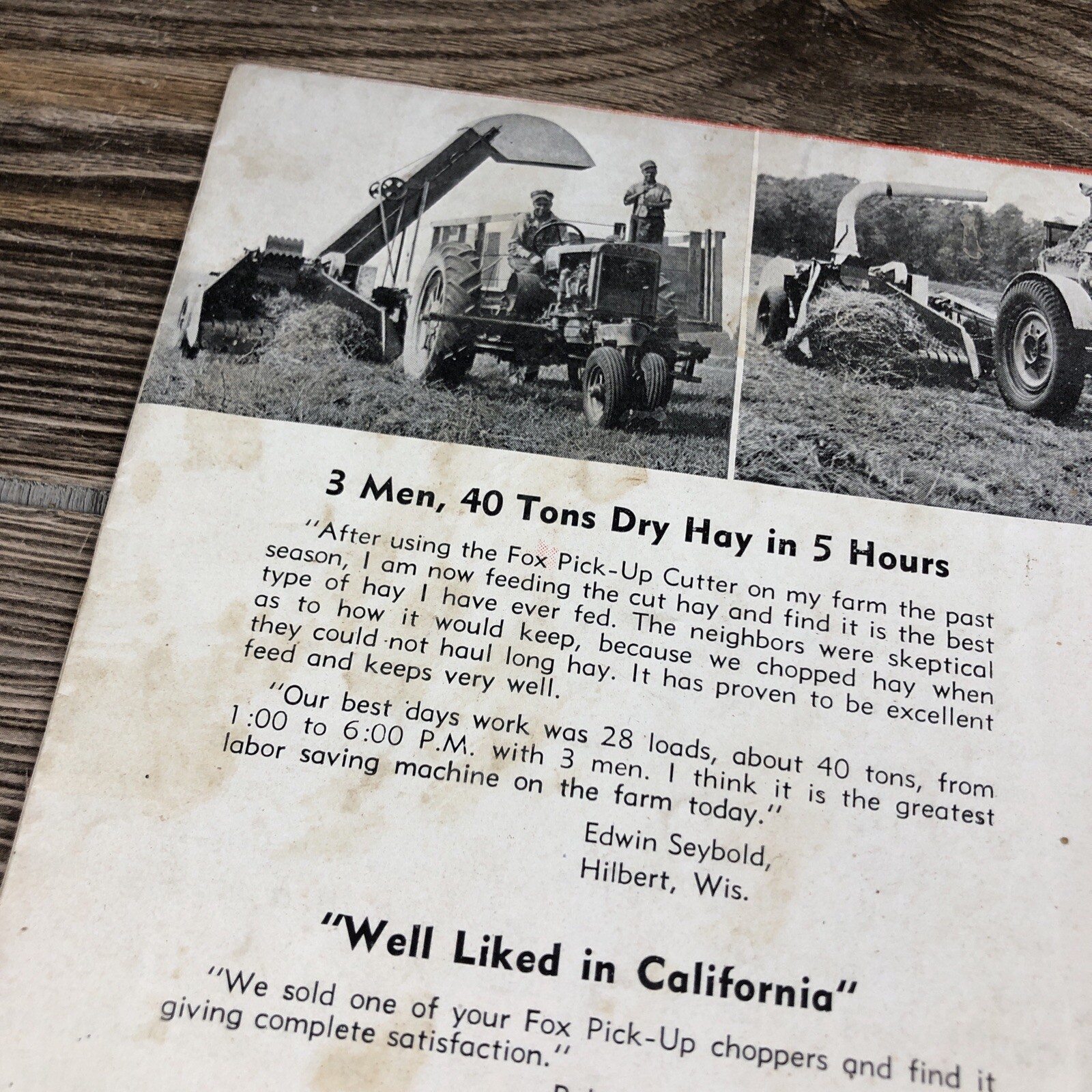 Rare Fox River Tractor Co. Pick-Up Cutters Farming Brochure Pamphlet Appleton WI