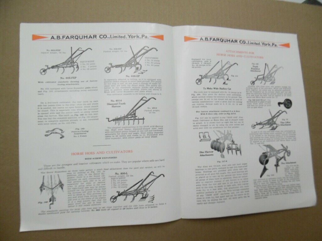 c.1931 Iron Age Horse Hoes Cultivators Catalog Brochure A.B. Farquhar Co Vintage