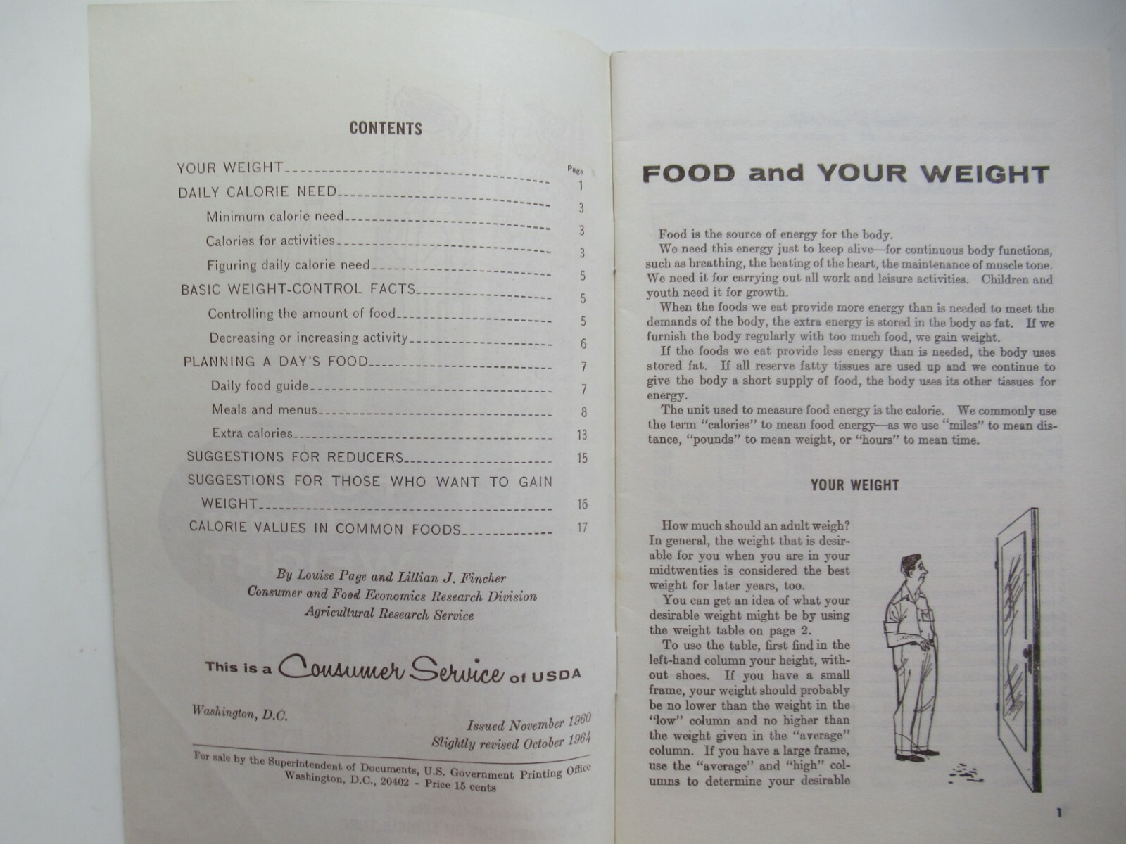 Vintage 1964 Food and Your Weight Booklet 74 – U.S. Department of Agriculture