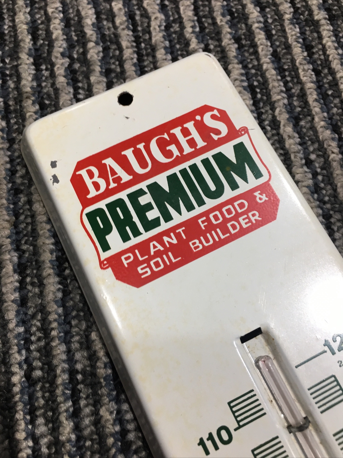 Baugh’s Premium Plant & Food Soul Builder vintage wall thermometer Advertising