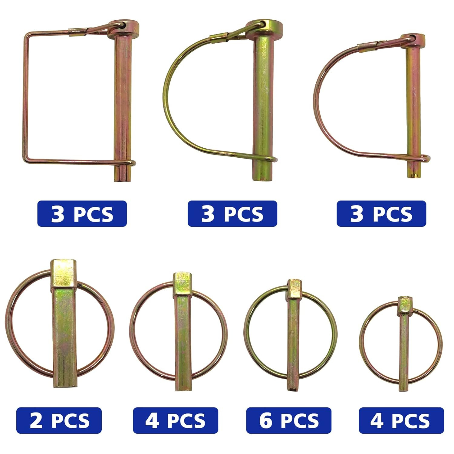 Hitch Pin Clip Pins 119Pcs – Linch and PTO Pins for Trailers Tractors Trucks Tow