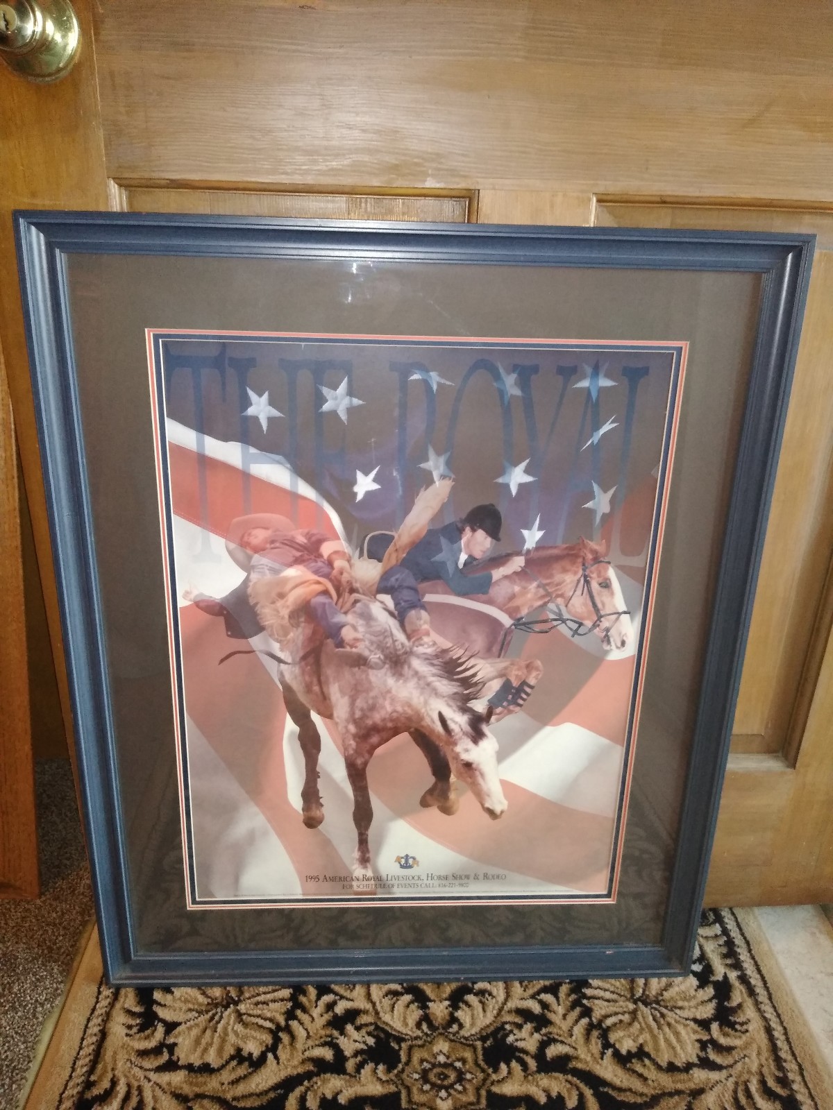 Framed 1995 American Royal Livestock, Horse Show & Rodeo Poster, Frame 26×31