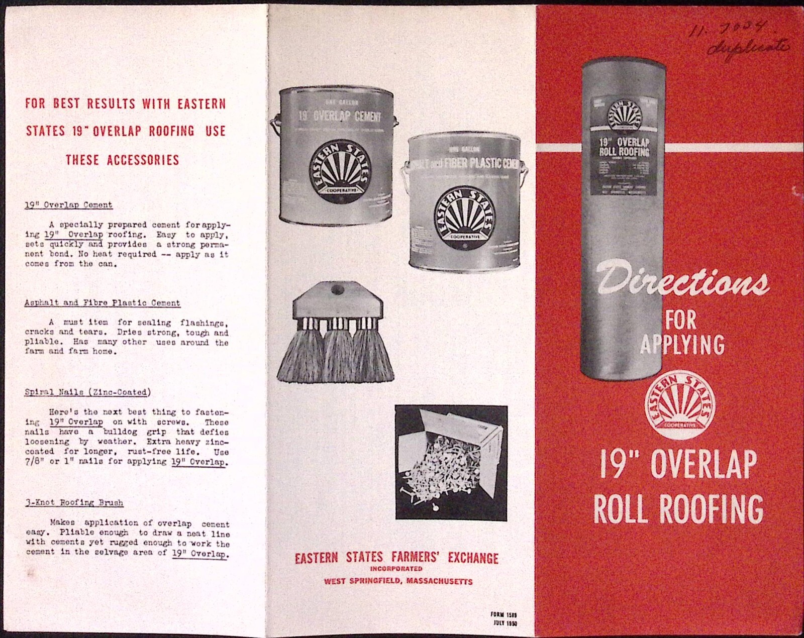 1950 Eastern States Farmers Insurance How to Apply 19&Prime; Roll Roofing Brochure