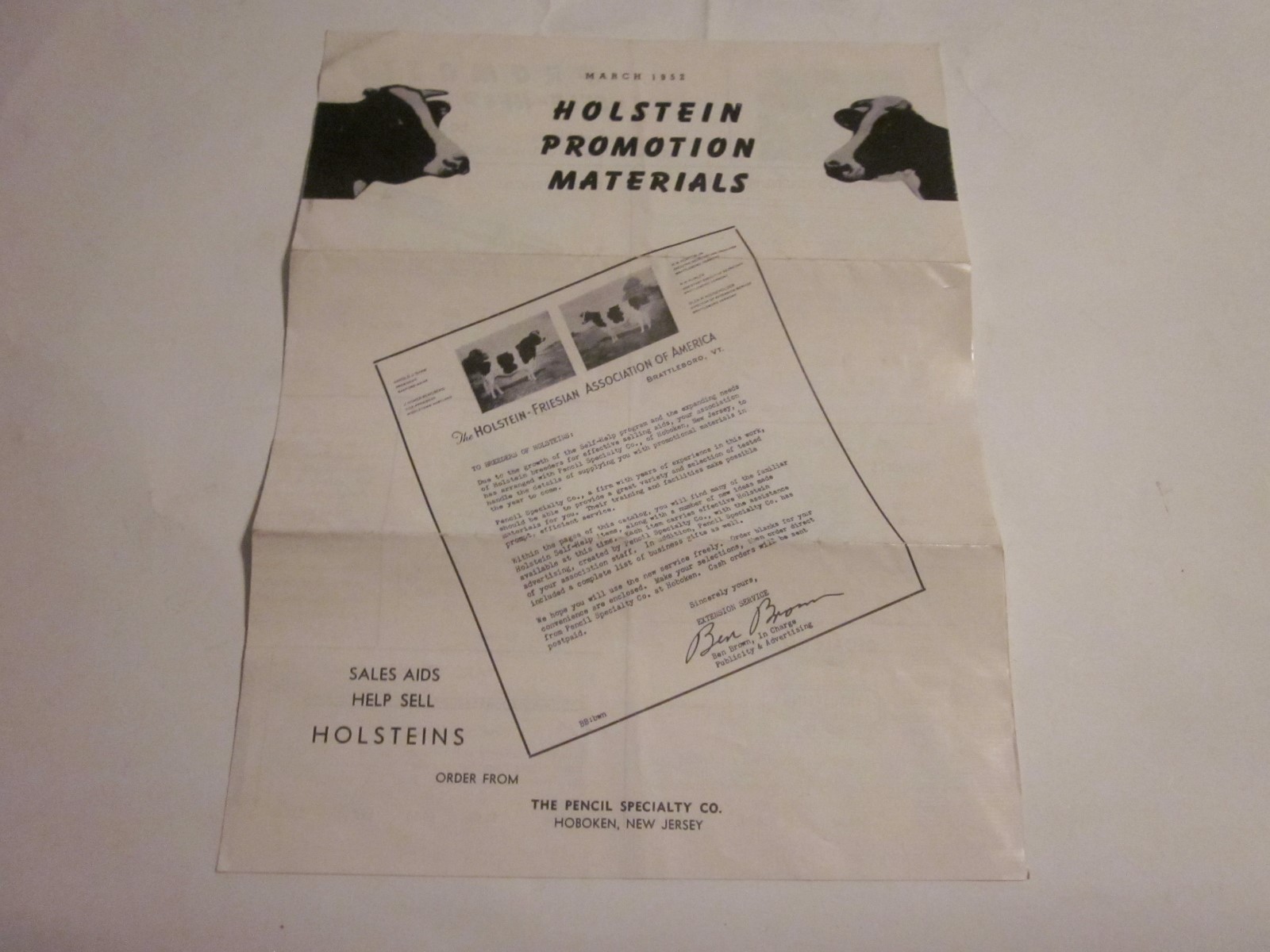 1952 Holstein Friesian Association of America Promotion Materials brochure