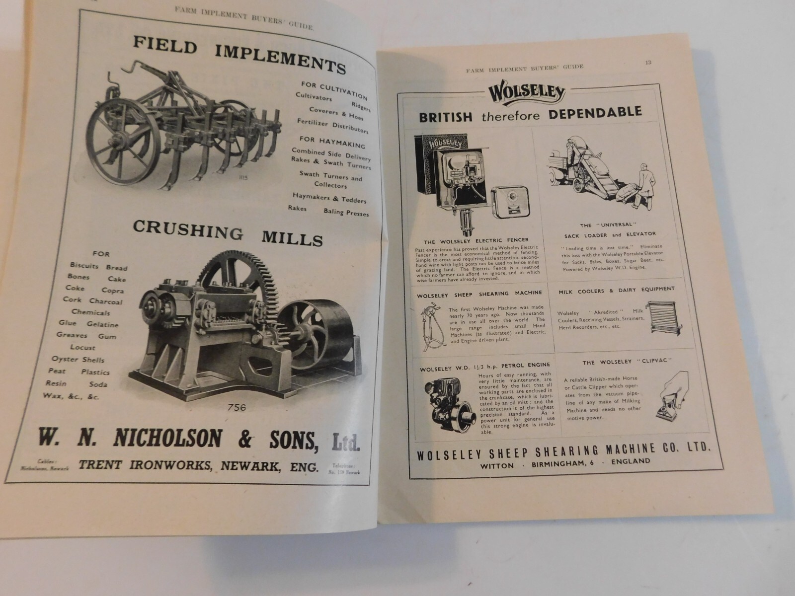 1946 FARM TRACTORS IMPLEMENT BUYER&rsquo;S GUIDE EXPORT EDITION ALBION MACHINES