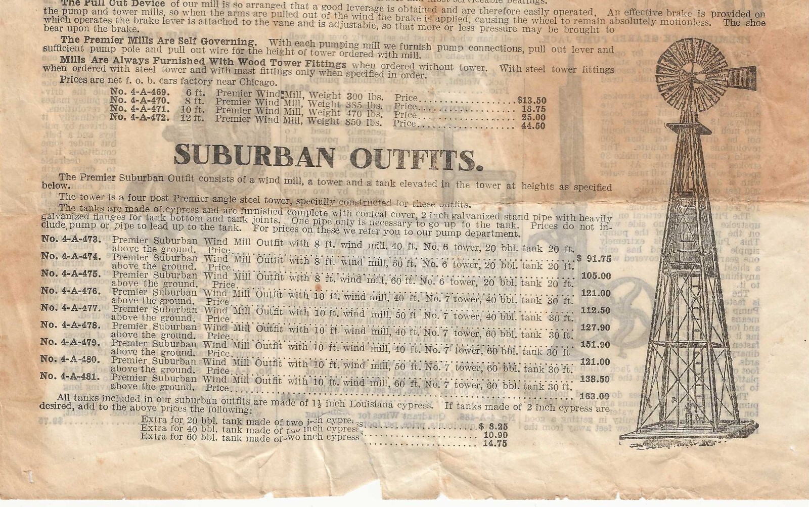 Early 1900 s Wind Mill 2-Sided Ad Chicago House Wrecking Company