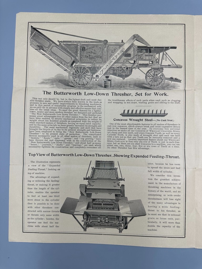 1890s BUTTERWORTH THRESHING MACHINE Farm ENGINE Advertising TRENTON NJ Antique