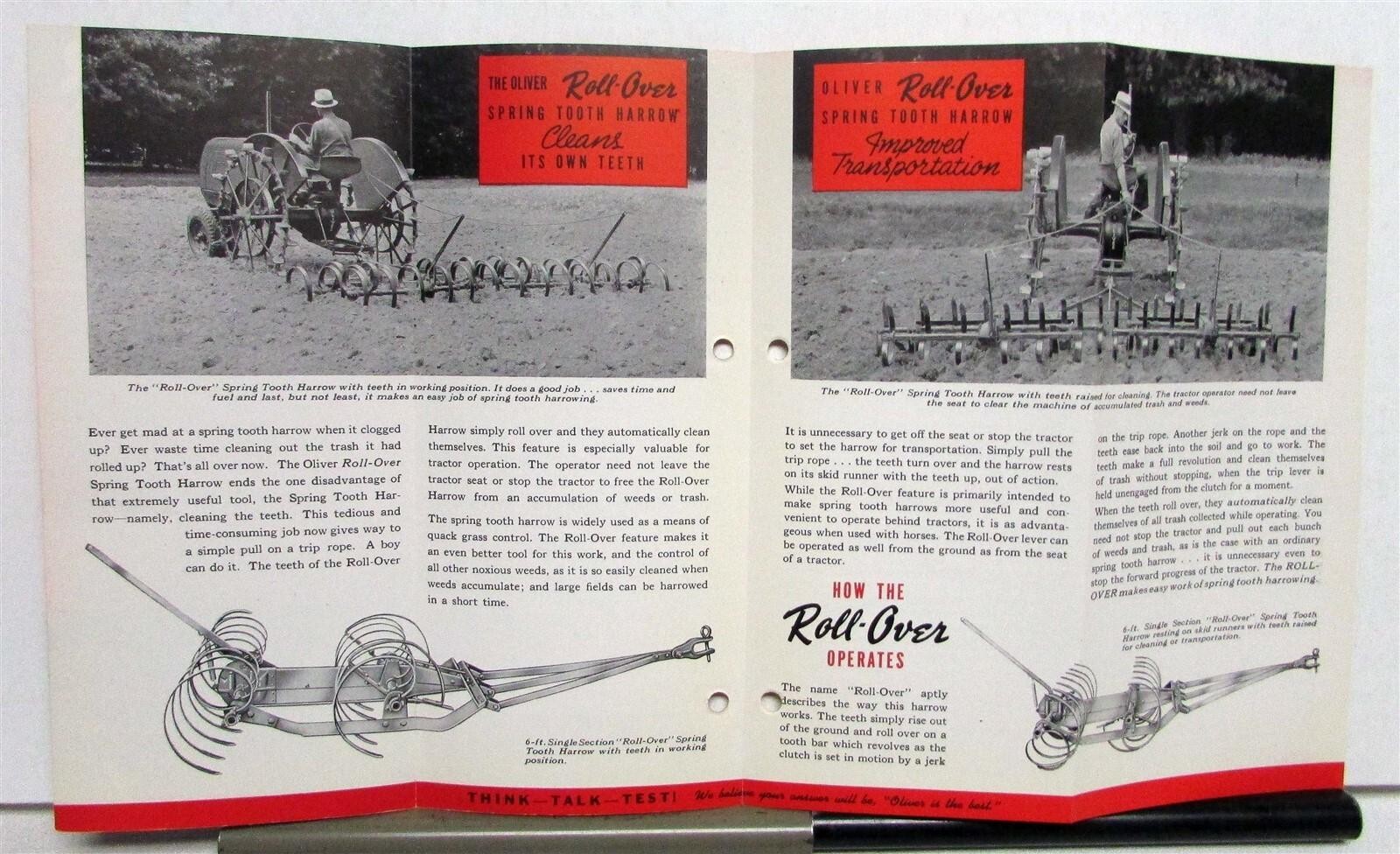 1941 Oliver Rollover Spring Specifications Agricultural Sales Brochure