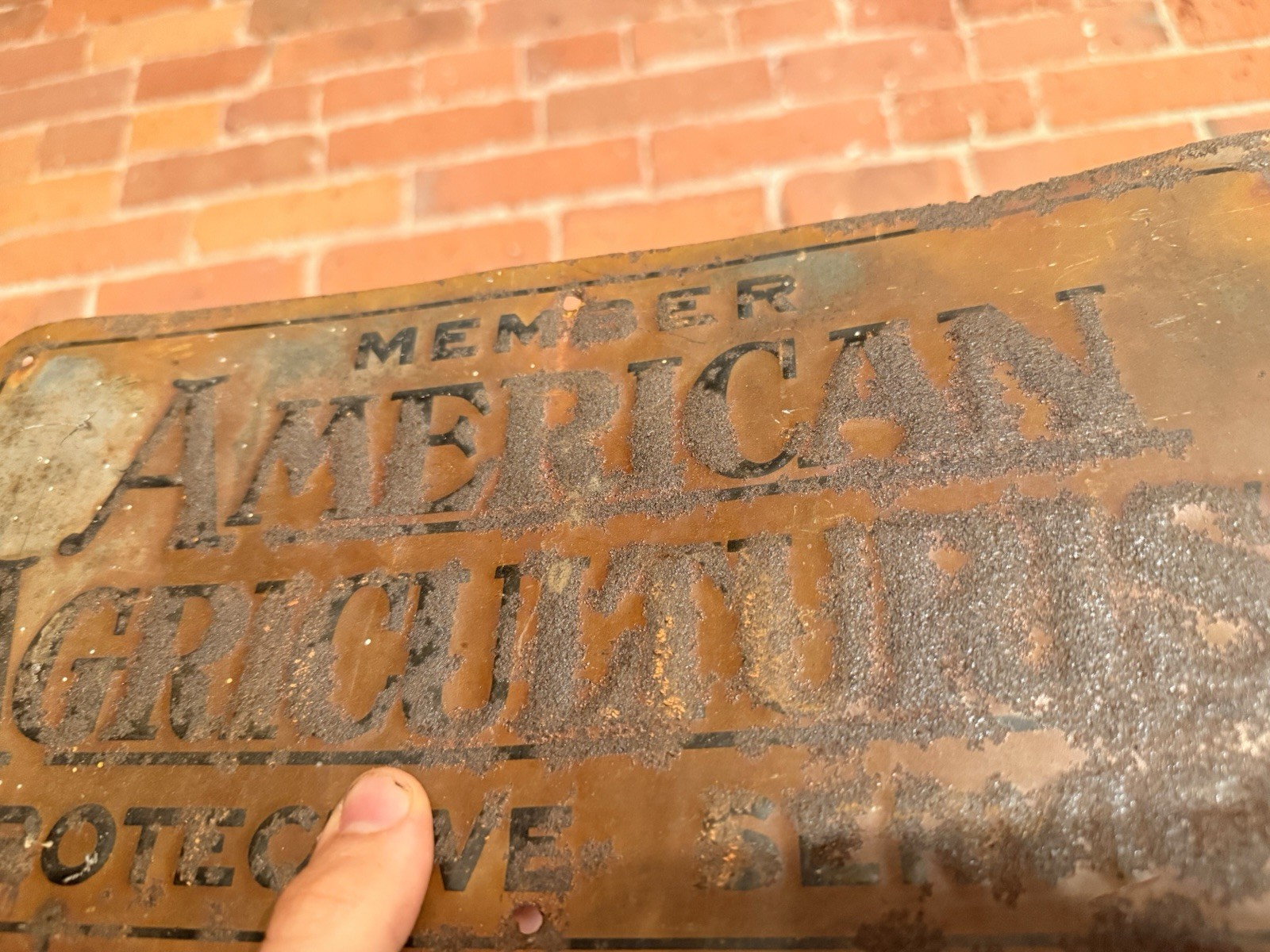 Vintage 1946 American Agriculturist Member Protective Service Sign – Weathered