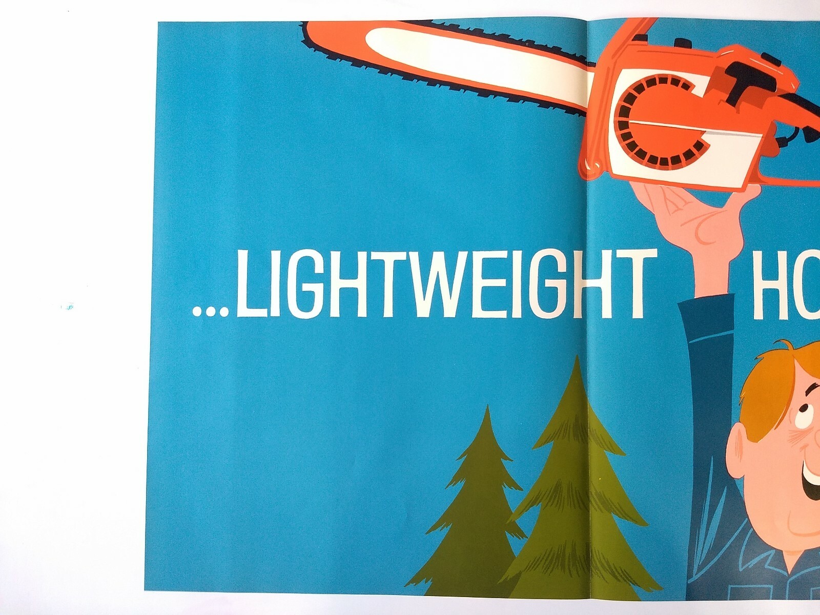 Vintage 1960s Homelite Chainsaw Blue Dealership Advertising Poster 16&Prime;x37&Prime;