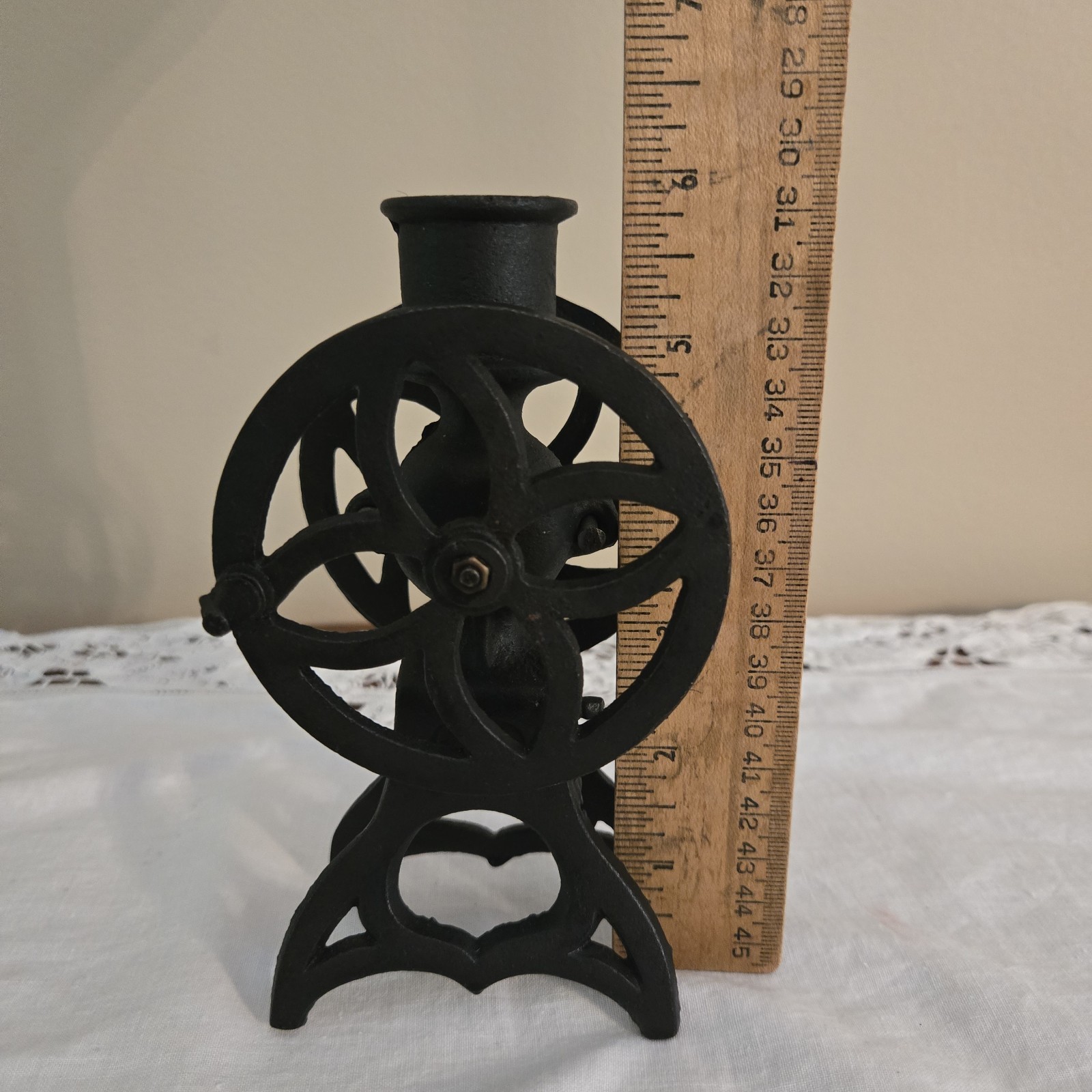 Vtg Black Cast Metal Salesman Sample Coffee Grinder Cream Separator Wheels Turn