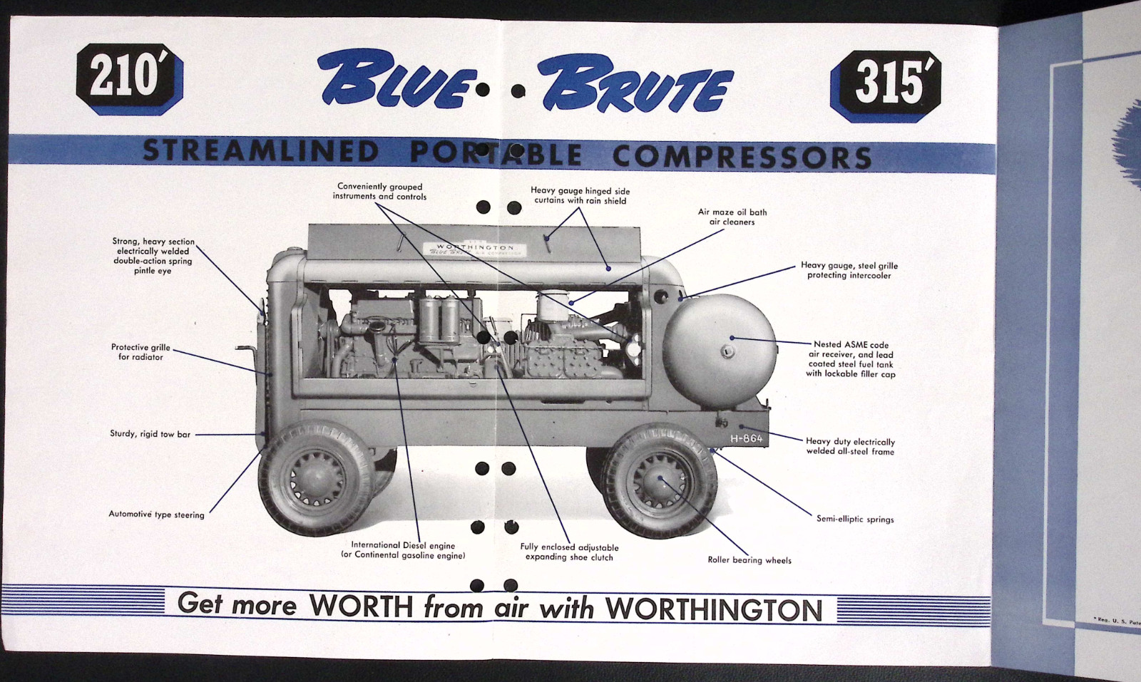 Worthington Blue Brute 210-315 Portable Compressor Brochure Worthington-Ransome