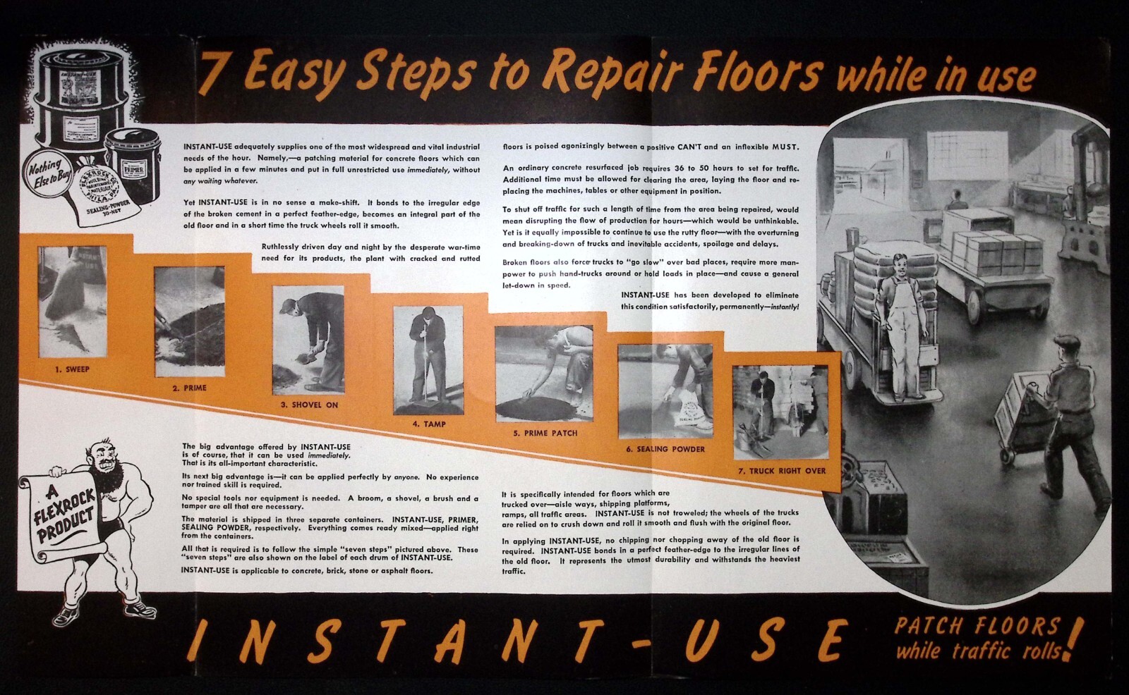 1944 Flexrock Company Insta Use Floor Patch Brochure Filbert & Cuthbert