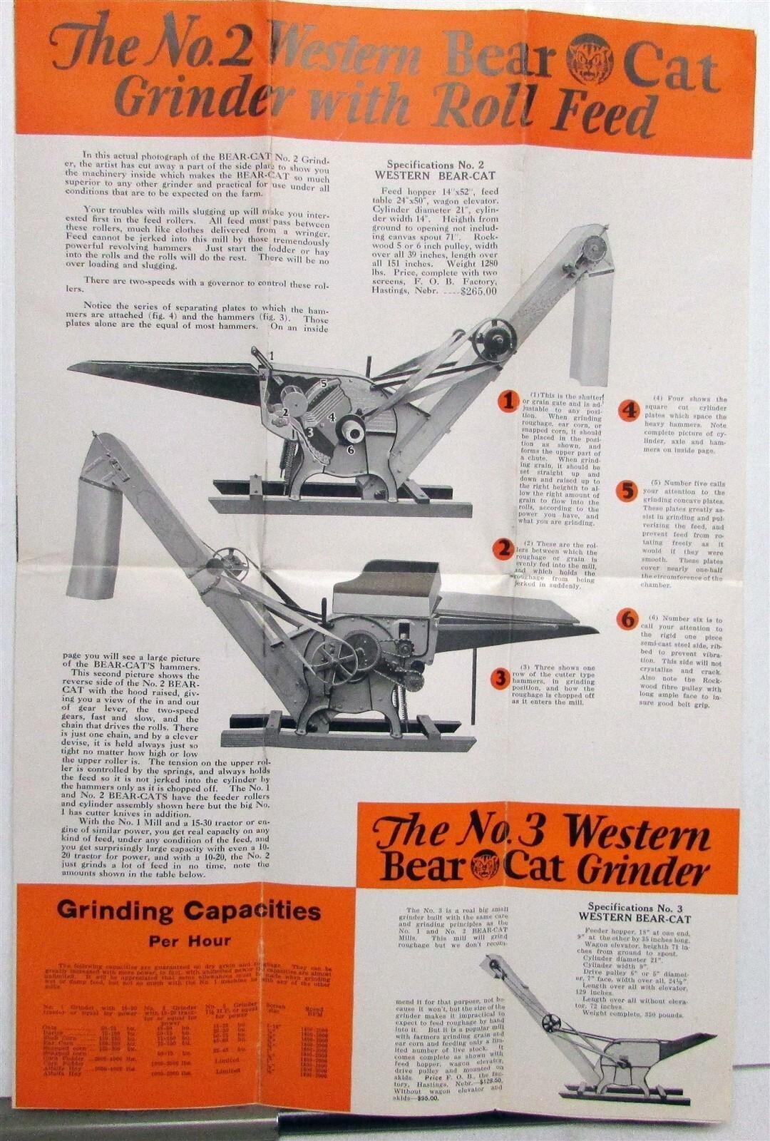 1930s Western Land Roller Bear-Cat Feed Grinder Specs Agricultural Sales Mailer