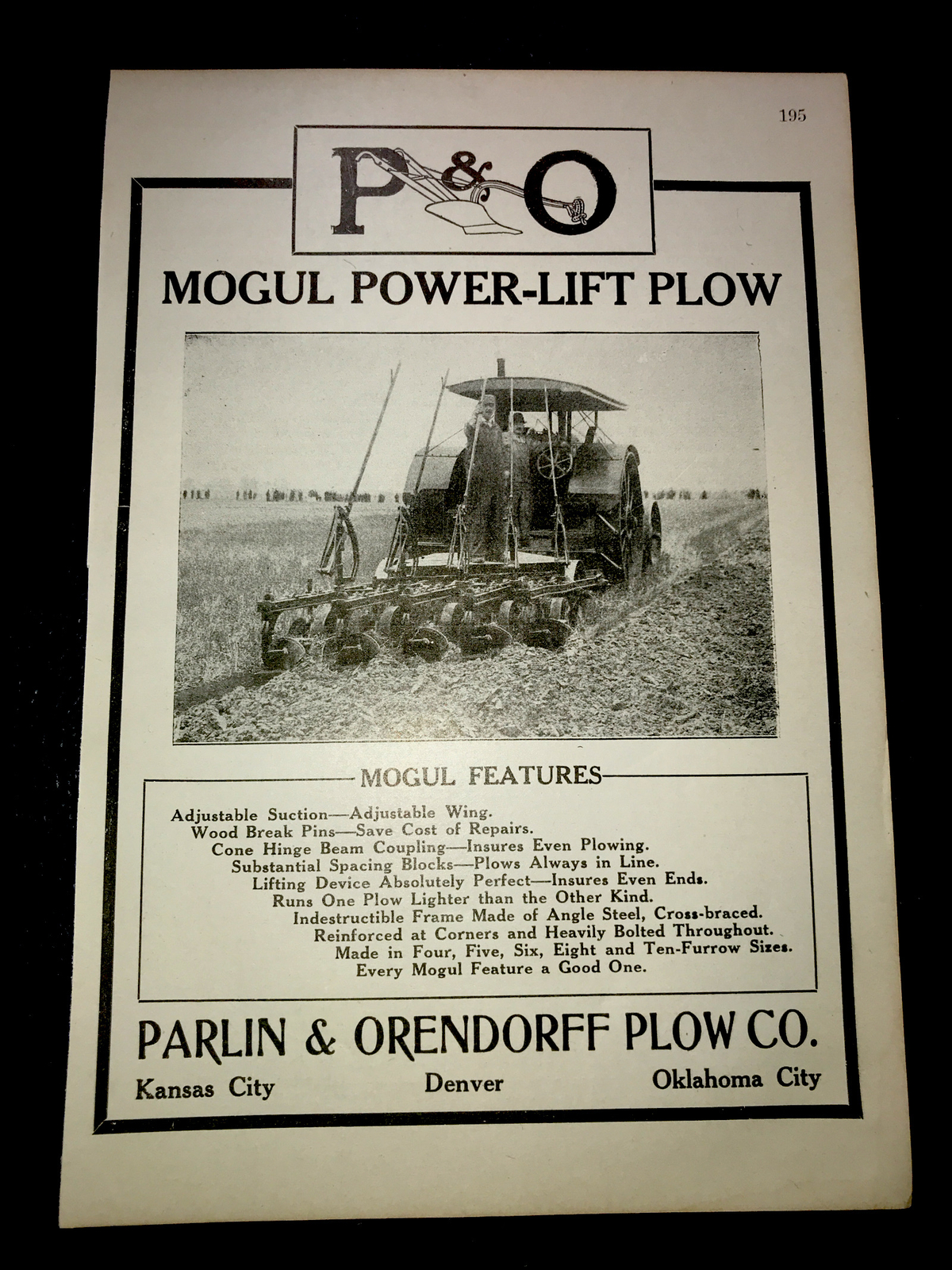 1916 Parlin & Orendorff P&O Mogul Farm Advertising – Kansas City Denver Oklahoma