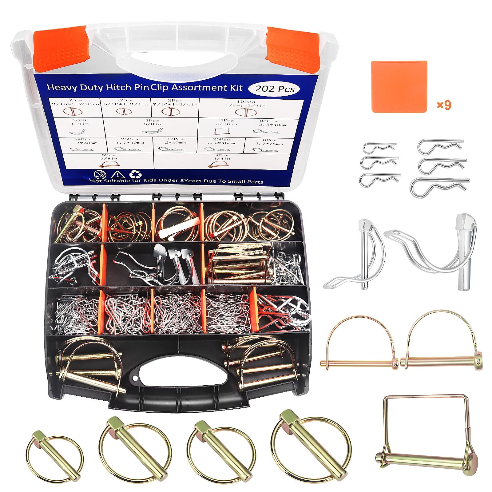 202PCS Hitch Pin, Trailer Pins Clip Pins Assortment Kit for railers Tractors …