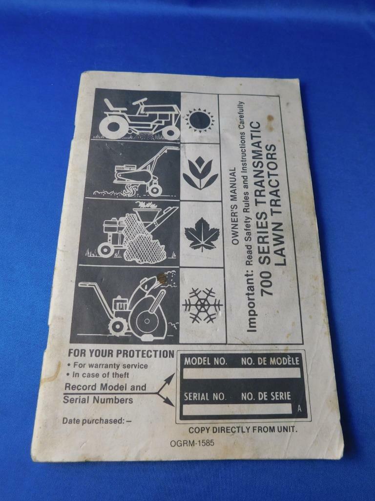 TRANSMATIC LAWN TRACTOR OWNERS MANUAL 700 SERIES PARTS LIST VINTAGE GUIDE