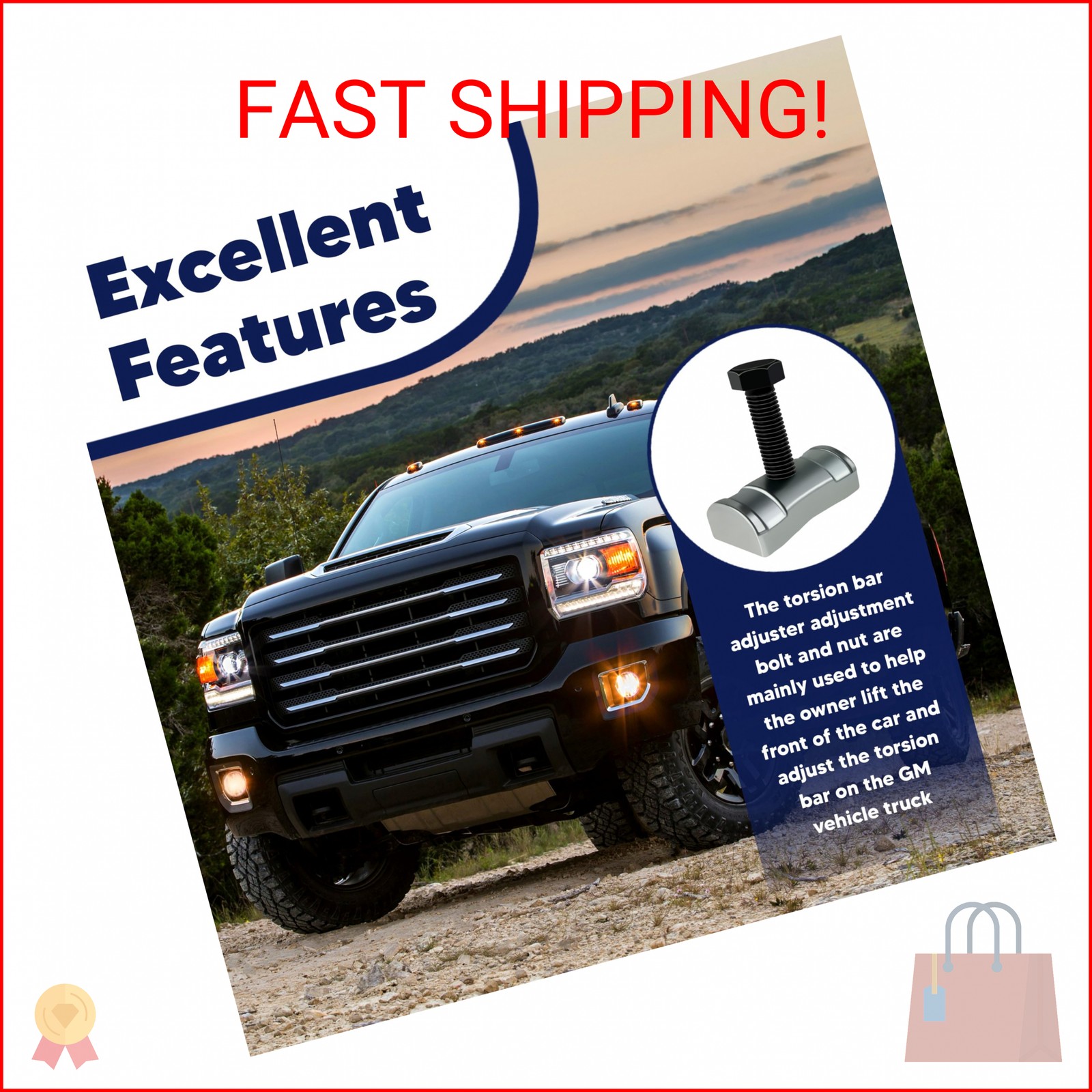 VONLX Torsion Bar Adjustment Bolt and Lock Nut Fit for Chevrolet Silverado Tahoe