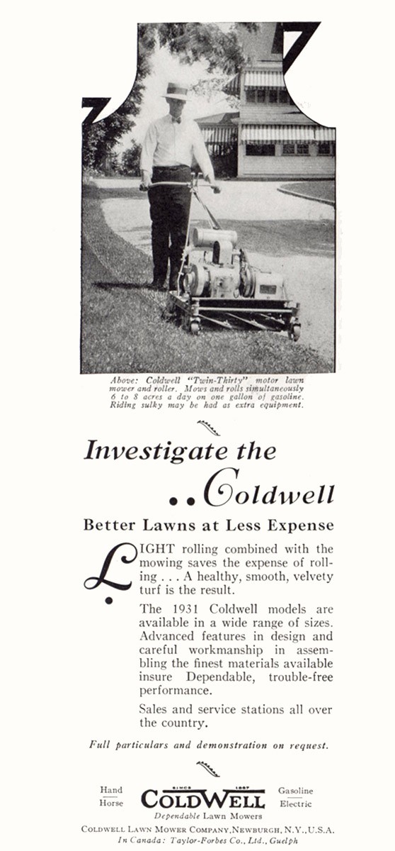 1931 Coldwell Mower: Investigate Vintage Print Ad