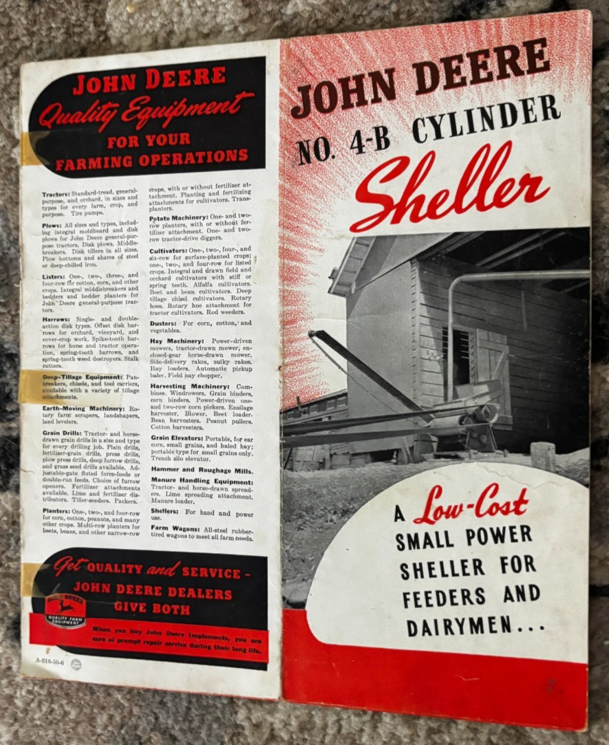 John Deere No. 4-B Cylinder Corn Sheller For 1950 Brochure DCPA26