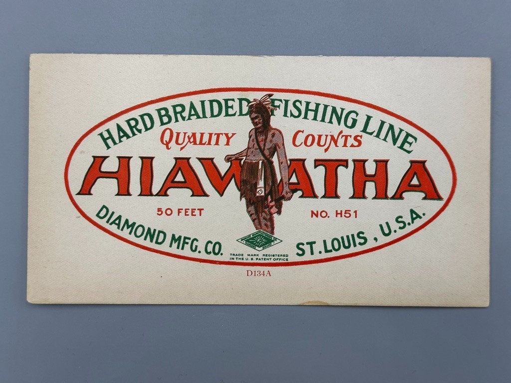 HIAWATHA FISHING LINE Diamond Co St Louis ADVERTISING Card Not a Blotter Vintage