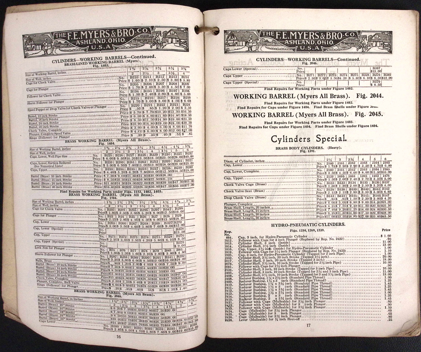 F E Myers & Bro Co Ashland OH Repair Catalog No. R26 Hay Trolley Hand Pump 1933