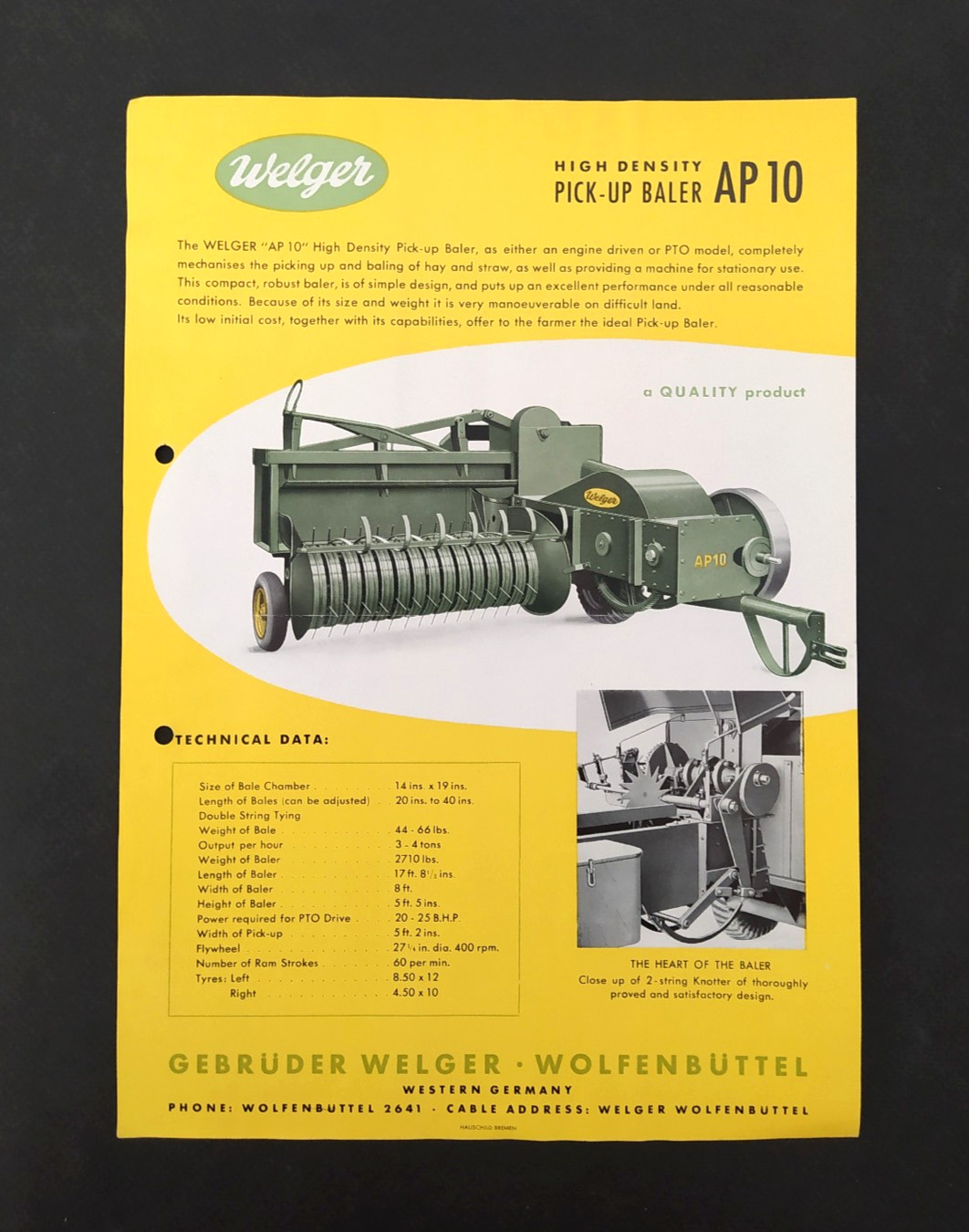 VINTAGE « WELGER » 1954 GERMAN BALERS 4 BROCHURES LOT AGRICULTURAL MACHINERY