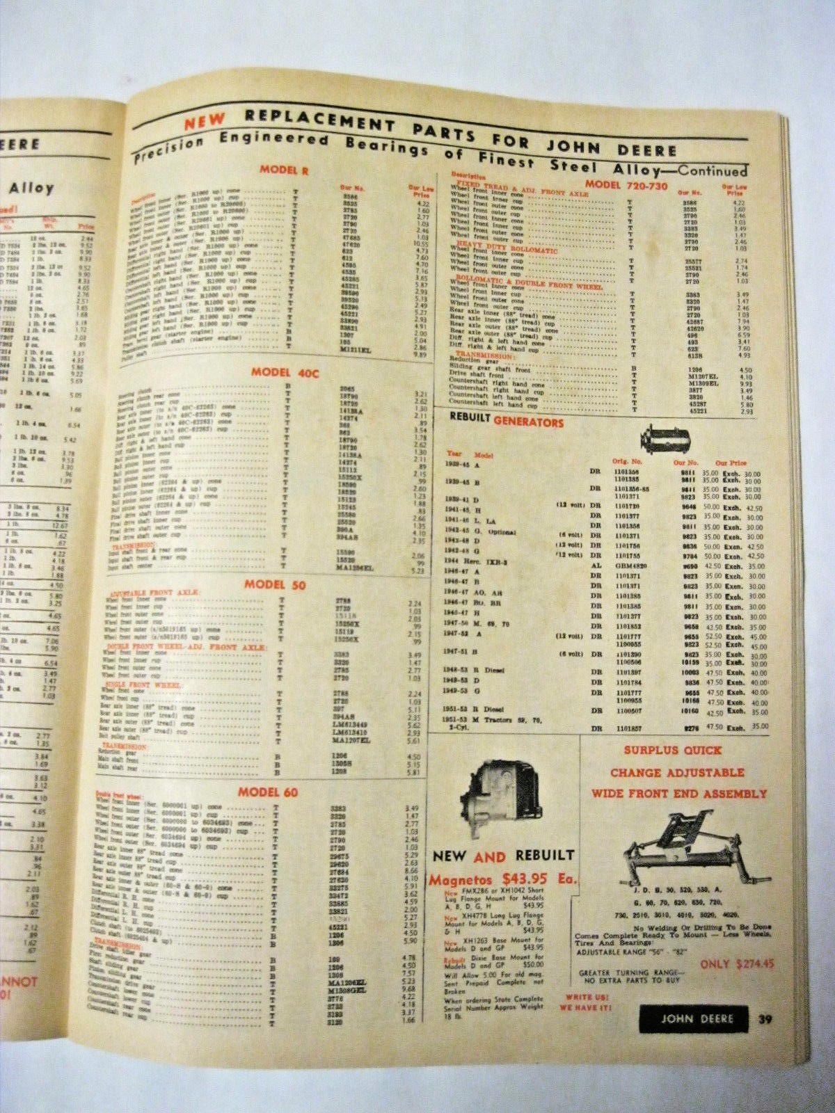 1974 Tractor Parts Discount Catalog