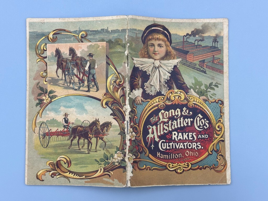 c 1890 Long & Allstatter Rake Cultivator FARM ADVERTISING Catalog HAMILTON Ohio