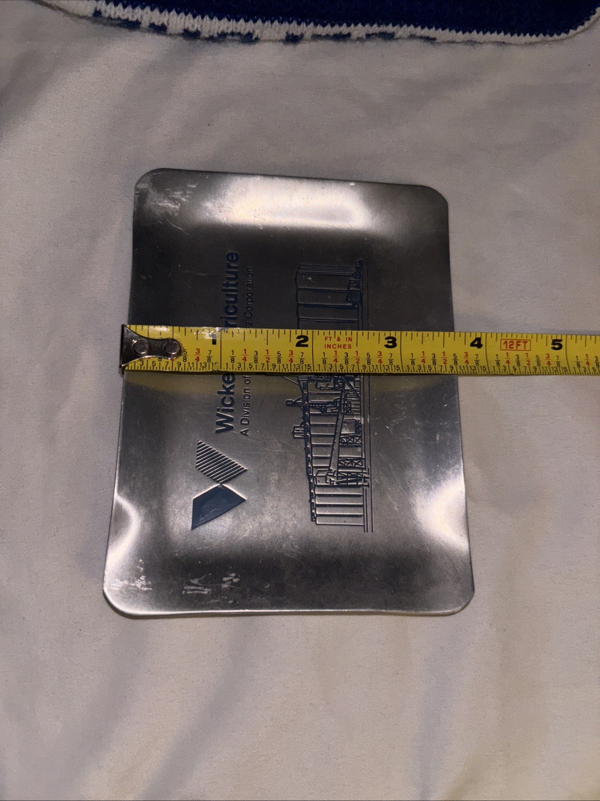 Vtg WICKES AGRICULTURE Advertising Blue/White Knit Stocking Cap & 5×4” Ash Tray