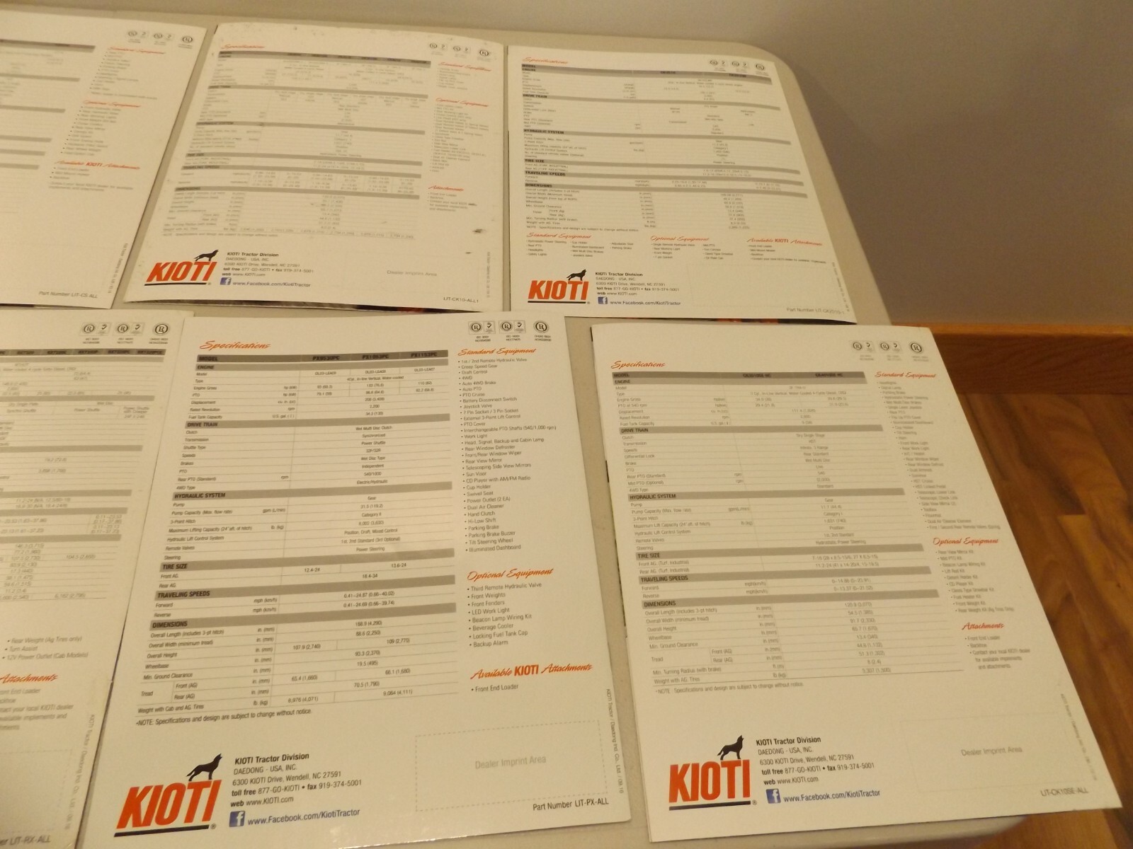 7-pc. KIOTI COMPACT, SUB-COMPACT, UTILITY TRACTORS, 2016