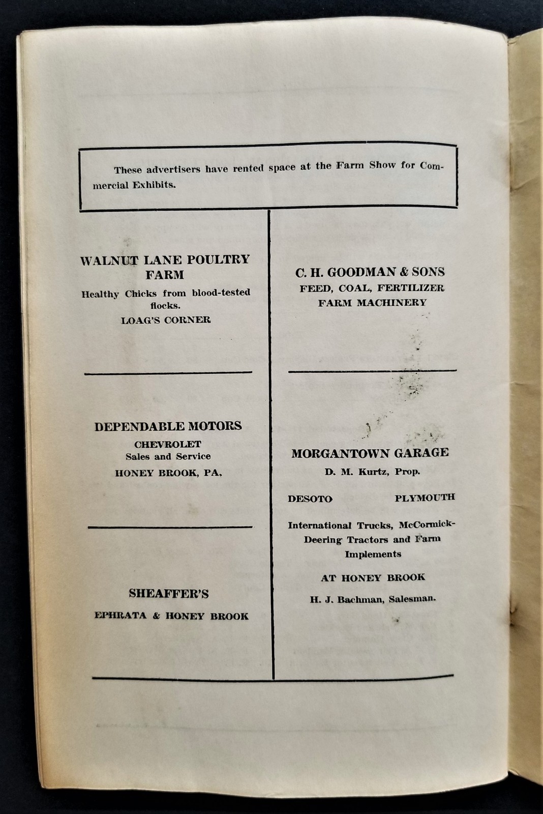 1939 HONEY BROOK FARM SHOW pa PROGRAM book original paper cover