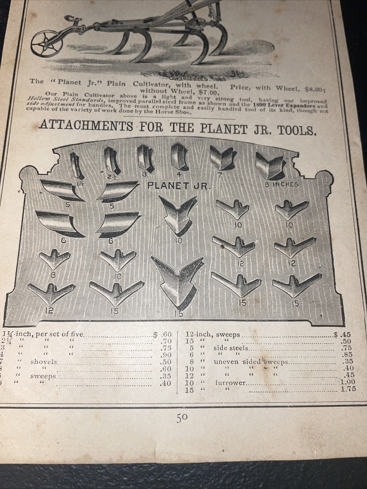 1891 Baldwin – Planet Jr. Cultivator Farm Advertising – New Orleans – LA