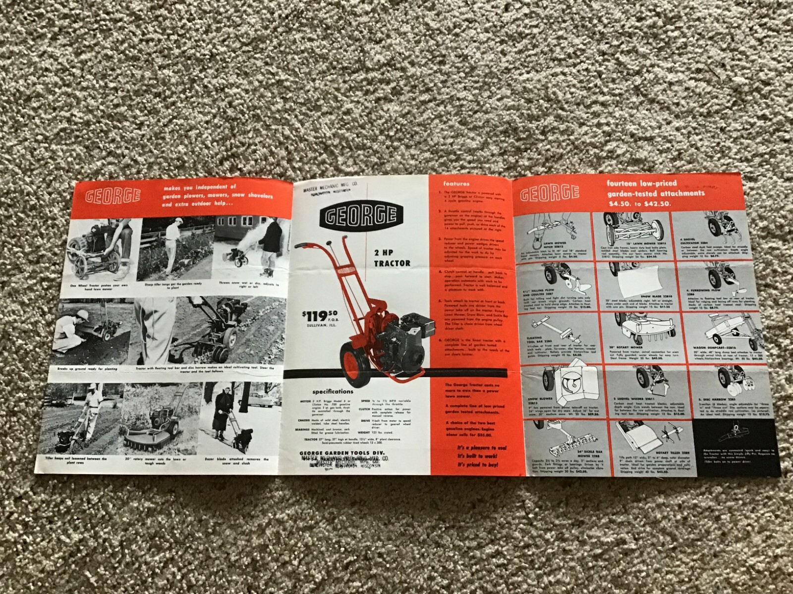 1953 George one tractors original sales literature.