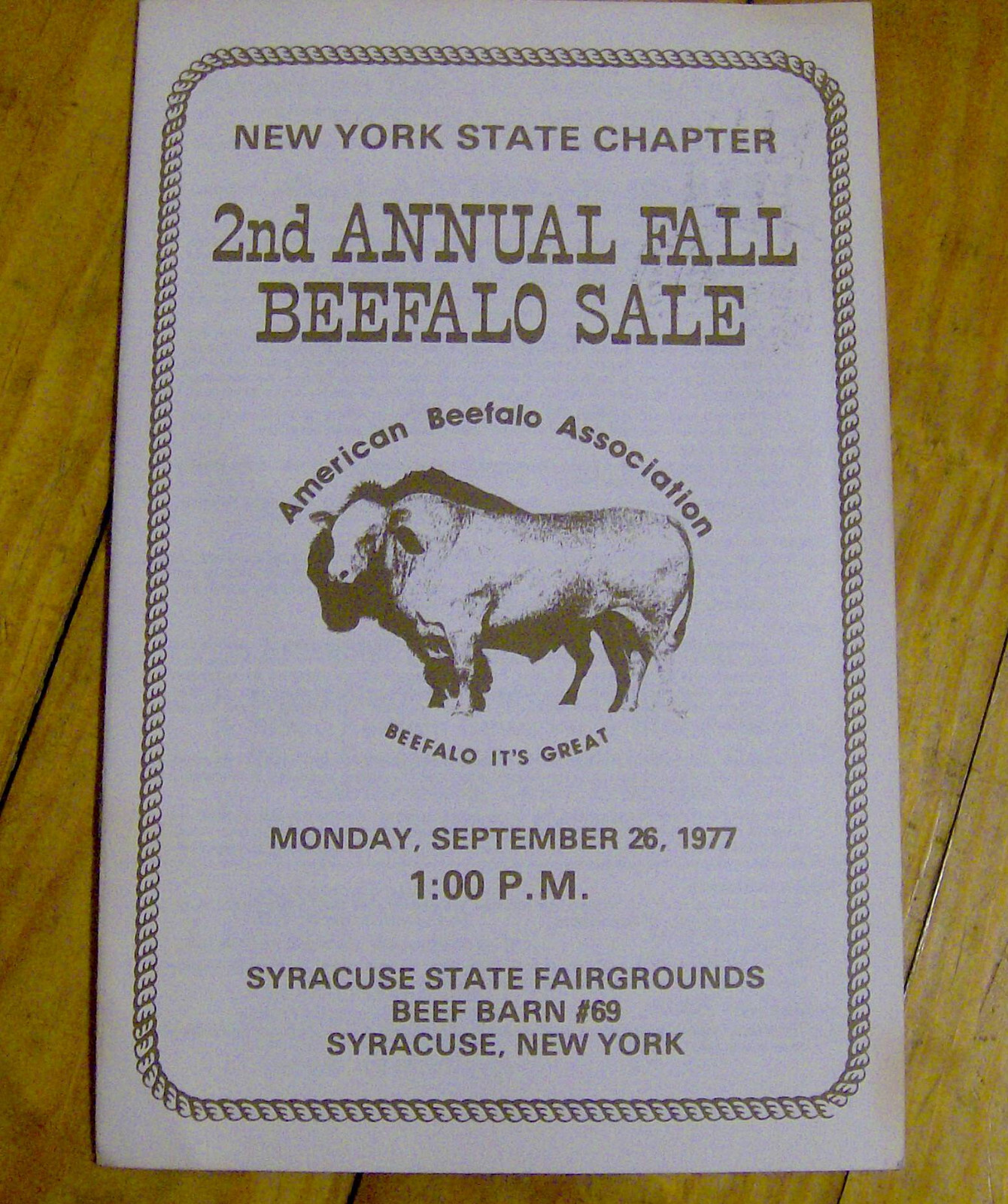 RARE vintage 1977 BEEFALO AUCTION brochure satalog BEEF FARMING buffalo CATTLE