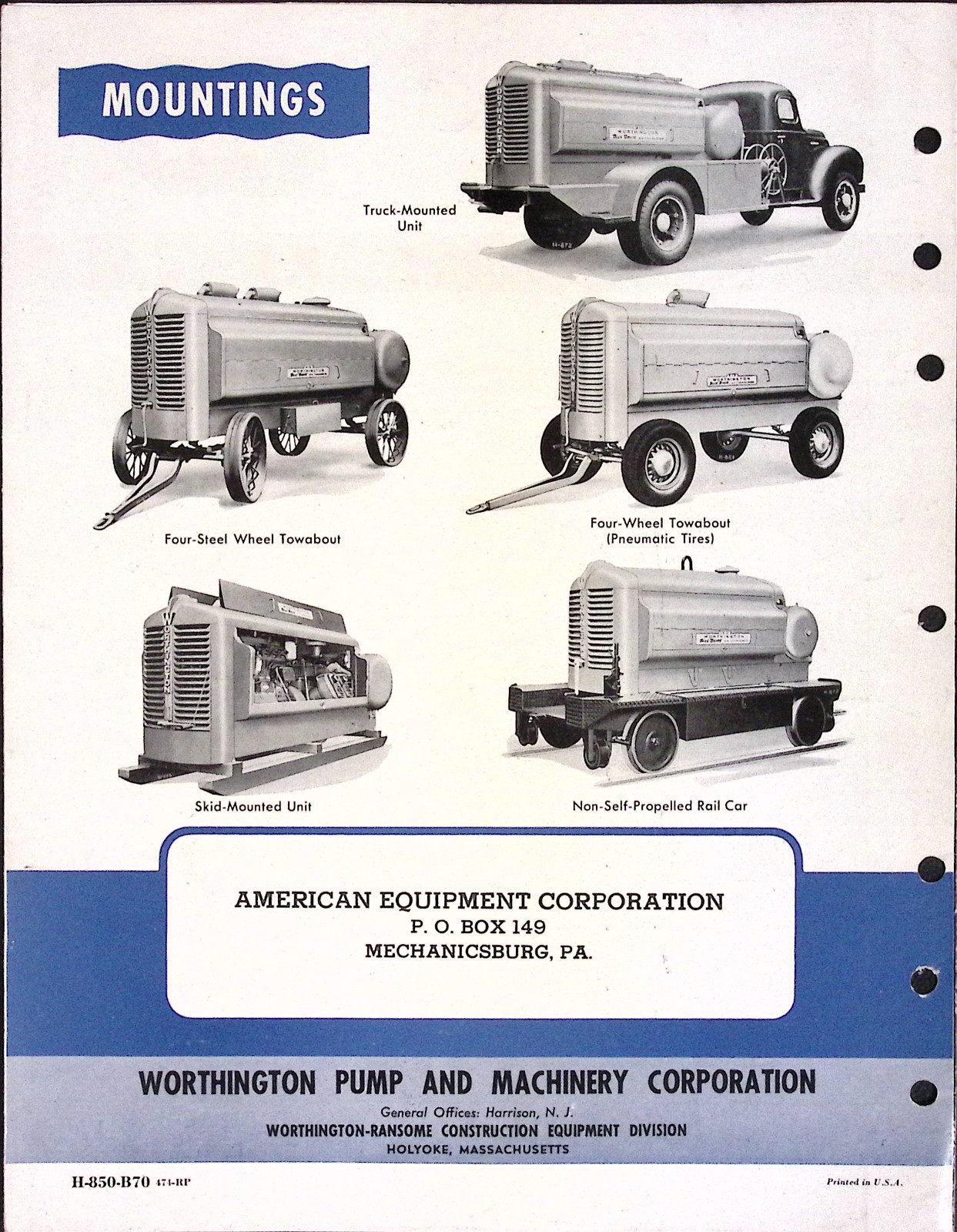 Worthington Blue Brute 210-315 Portable Compressor Brochure Worthington-Ransome
