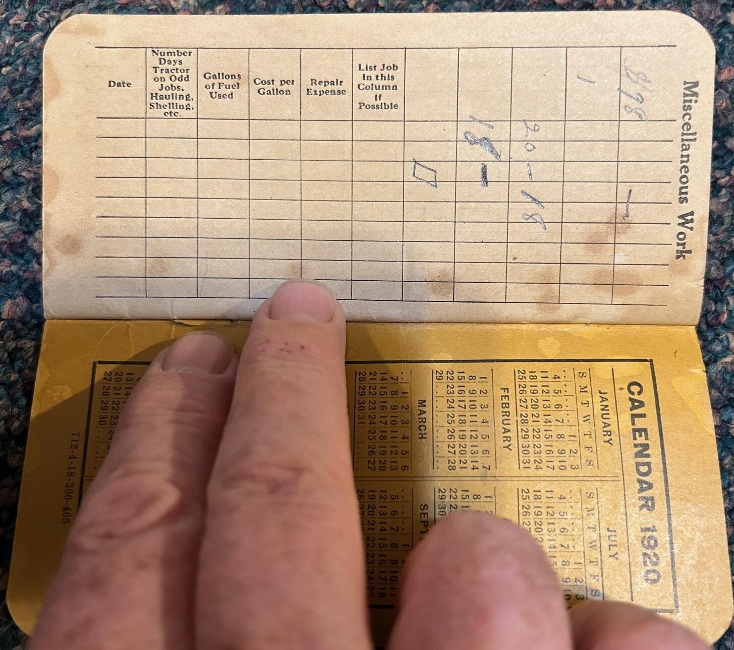 1919 Plymouth Twine Memorandum Book and Tractor Record booklet