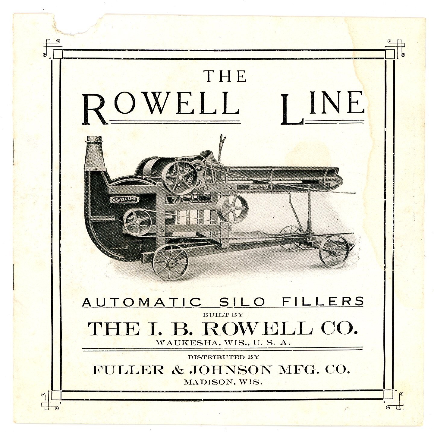 Rowell Line Silo Fillers I B Rowell Co Waukesha Wisconsin brochure & price list