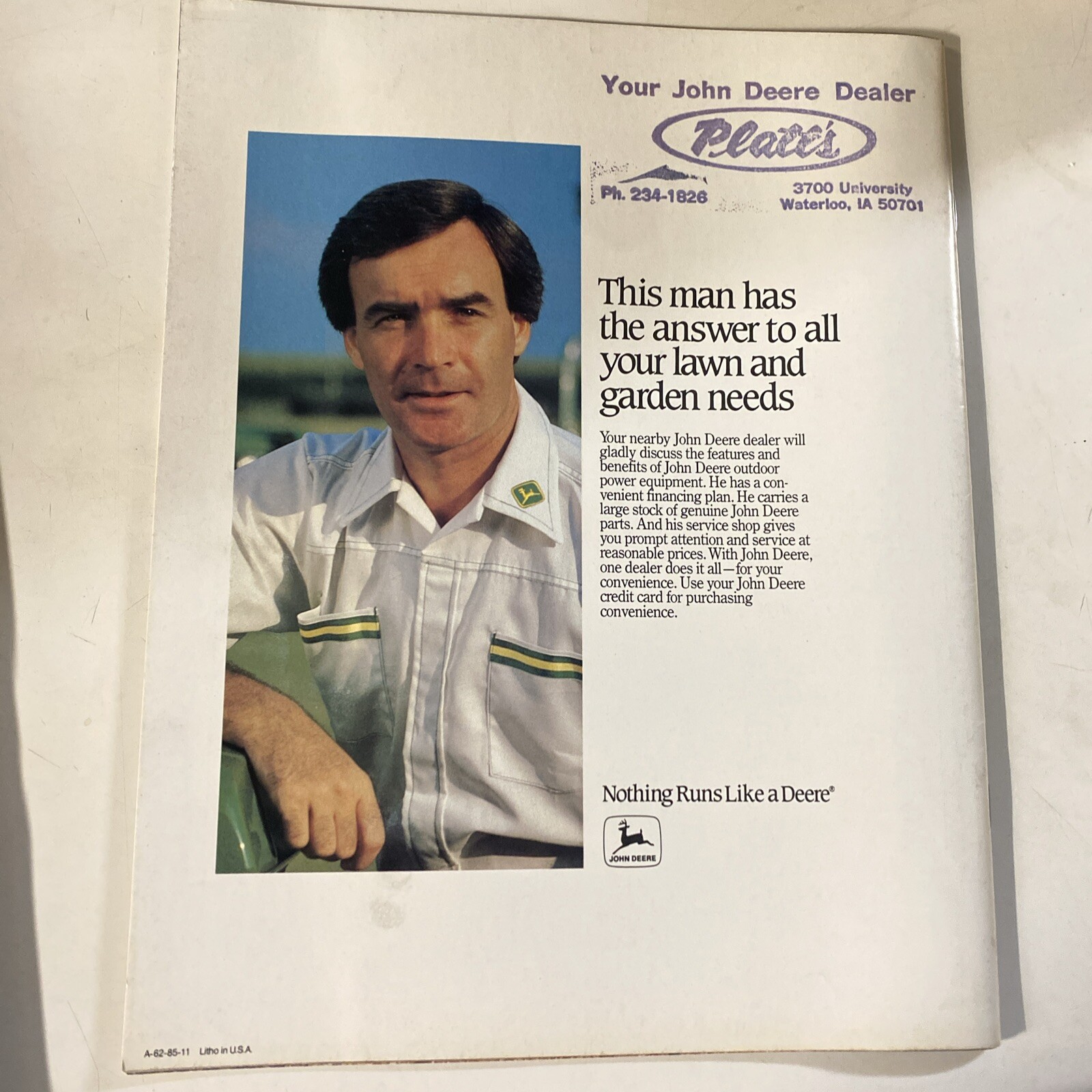 John Deere Outdoor Power Equipment For 1985 Brochure