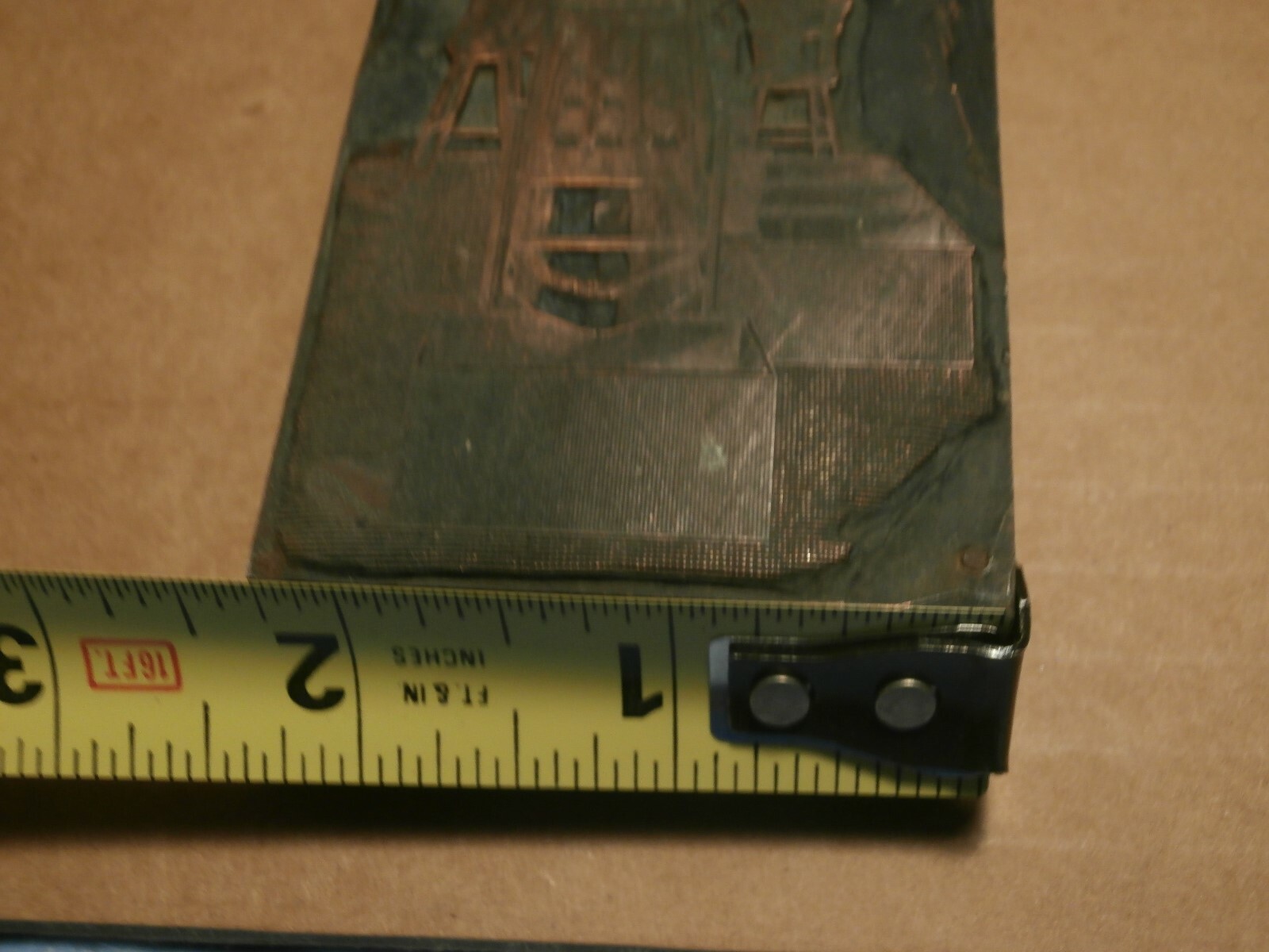 Antique Printers Printing Block Men Operating Fruit Sorter Assorter w/ Basket