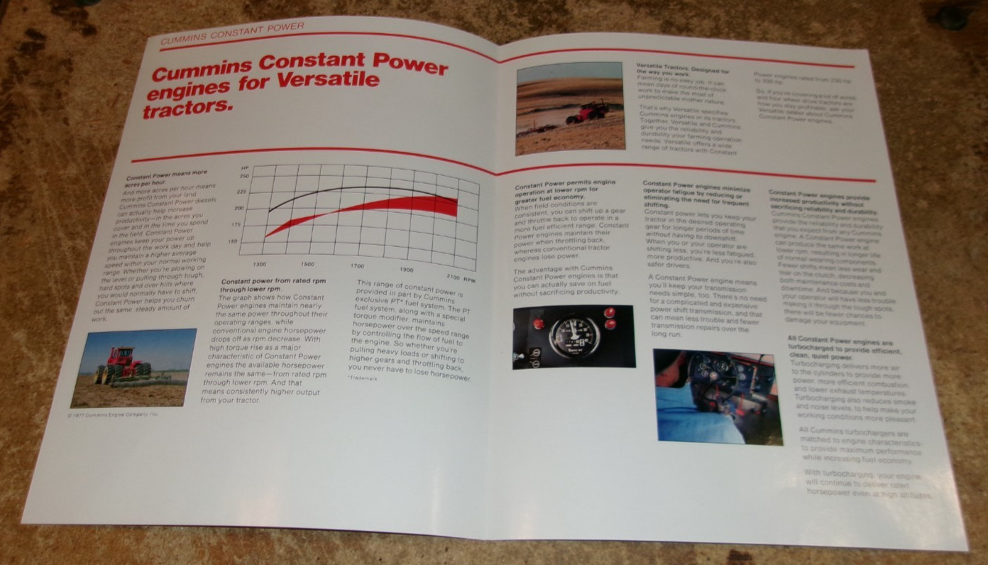 1977 versatile cummins constant power 4wd tractors2 page brochure very good used