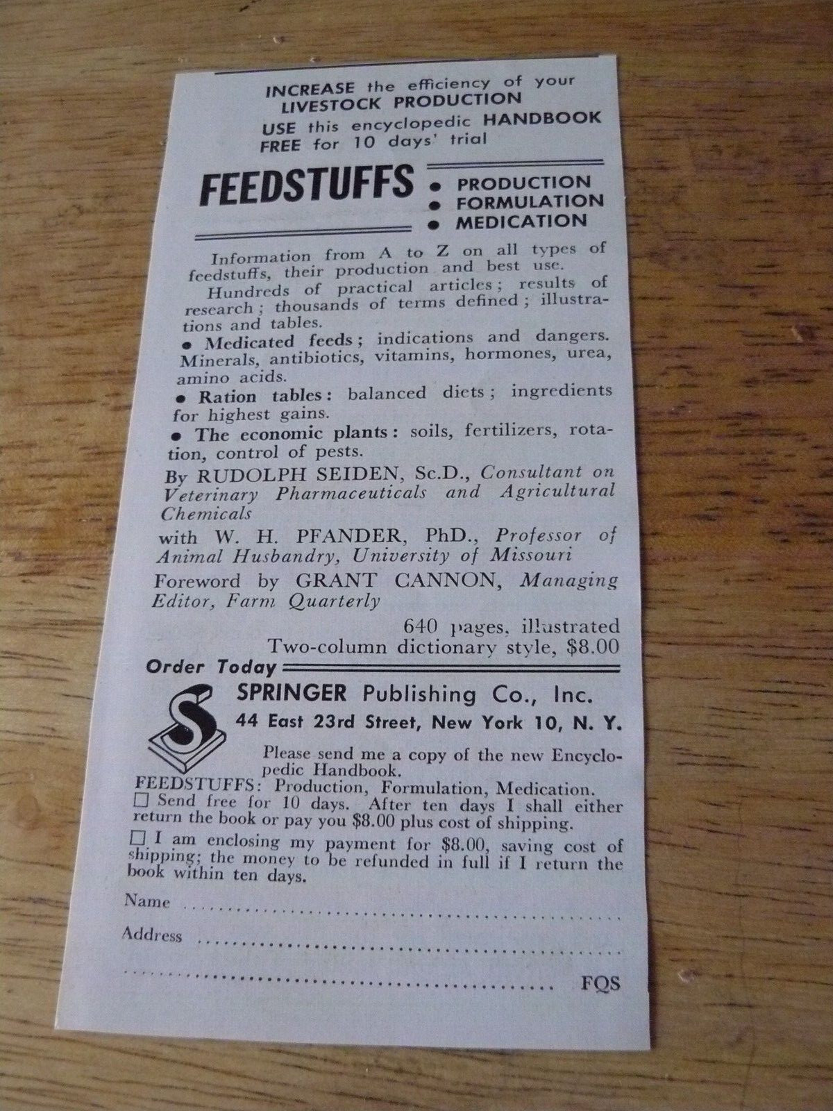 The Farm QRTLY -ADS -Spring 1957- FEEDSTUFFS -PRODUCTION, ETC. / New York, NY